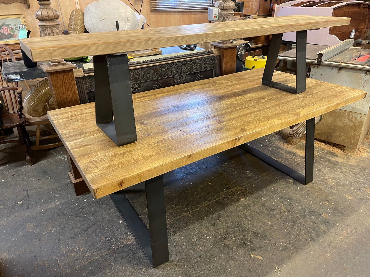 Large Industrial Dining Table with Bench bench