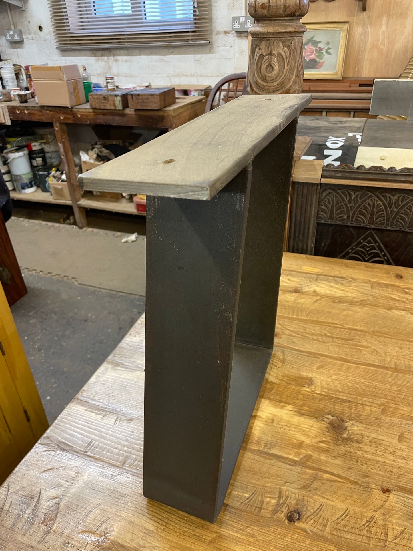 Large Industrial Dining Table with Bench legs un attached as example