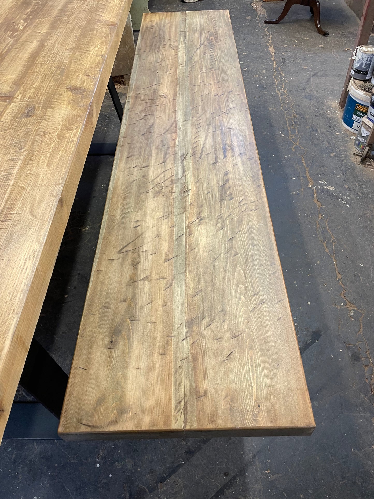 Large Industrial Dining Table with Bench bench