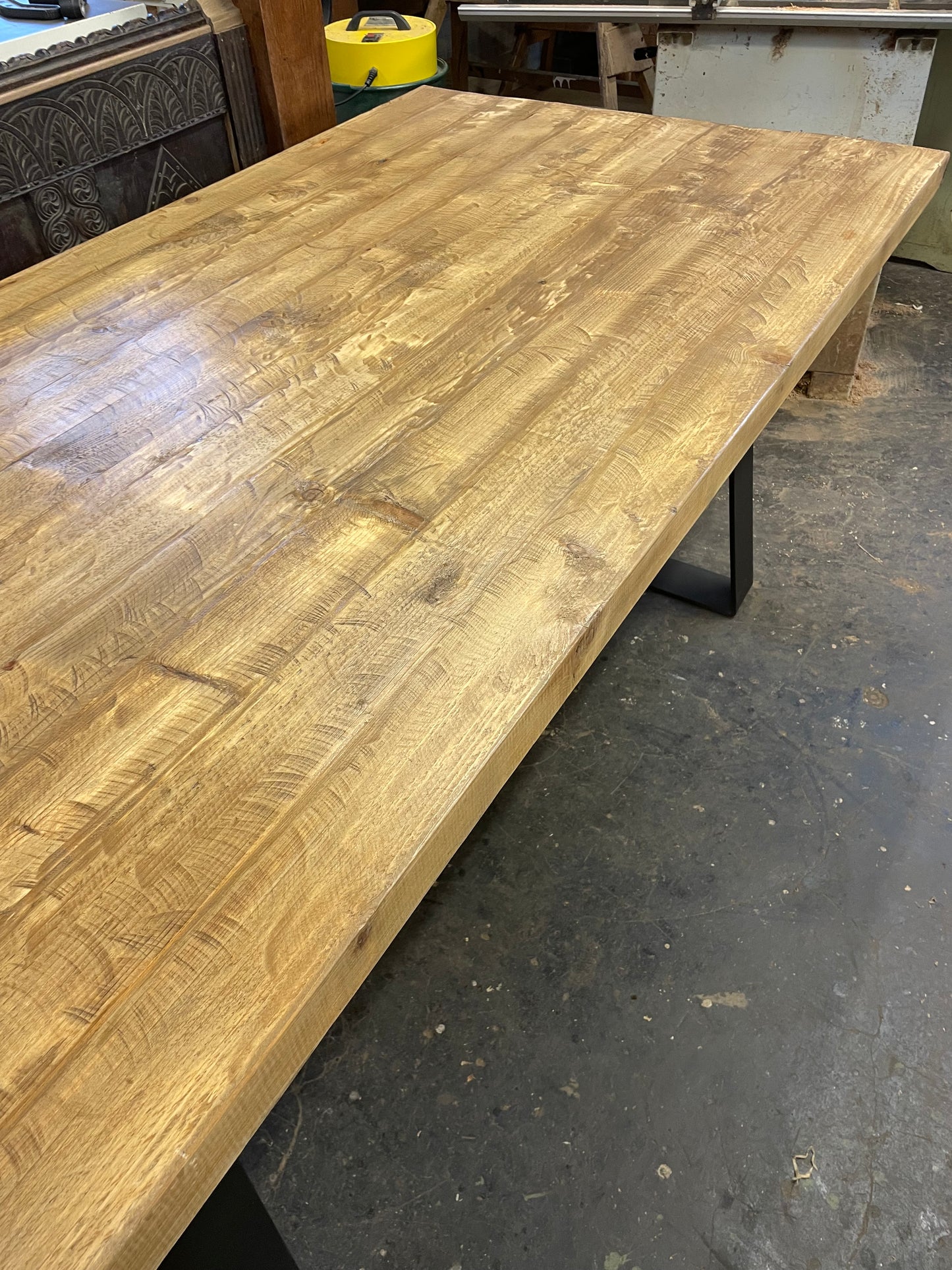 Large Industrial Dining Table with Bench table top