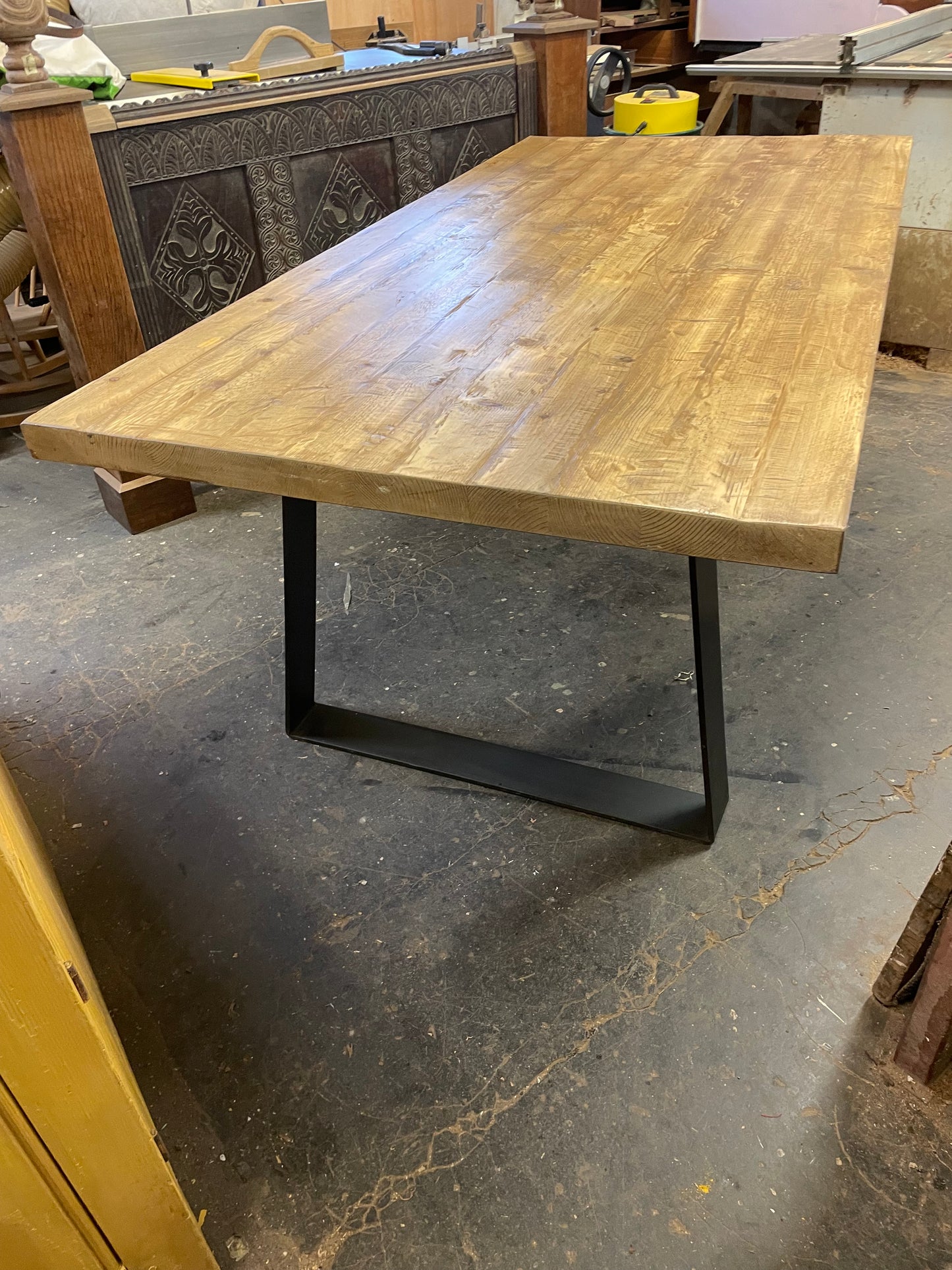Large Industrial Dining Table with Bench