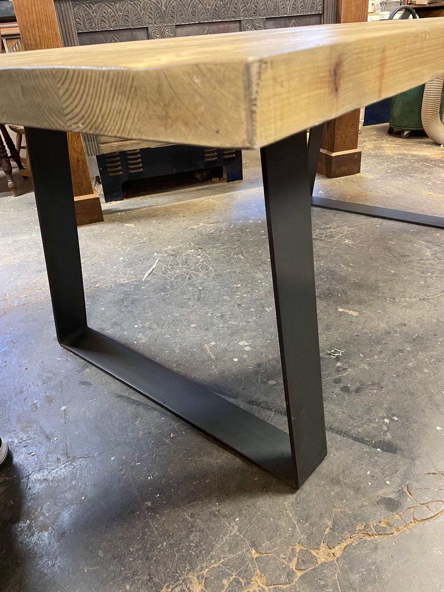 Large Industrial Dining Table with Bench