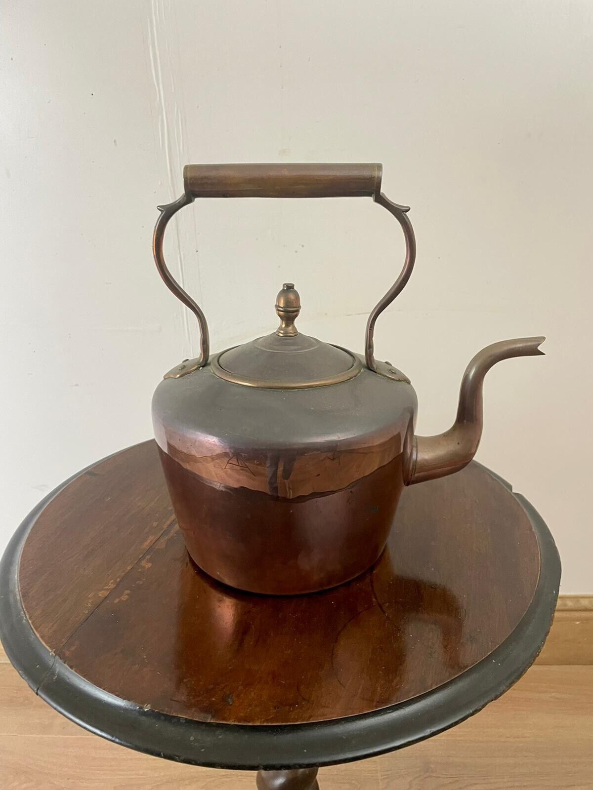 Victorian Antique Copper Kettle side view