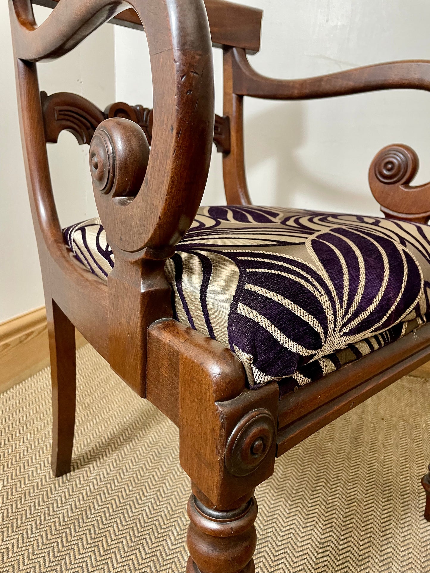 Victorian Antique Scroll Arm Chair
