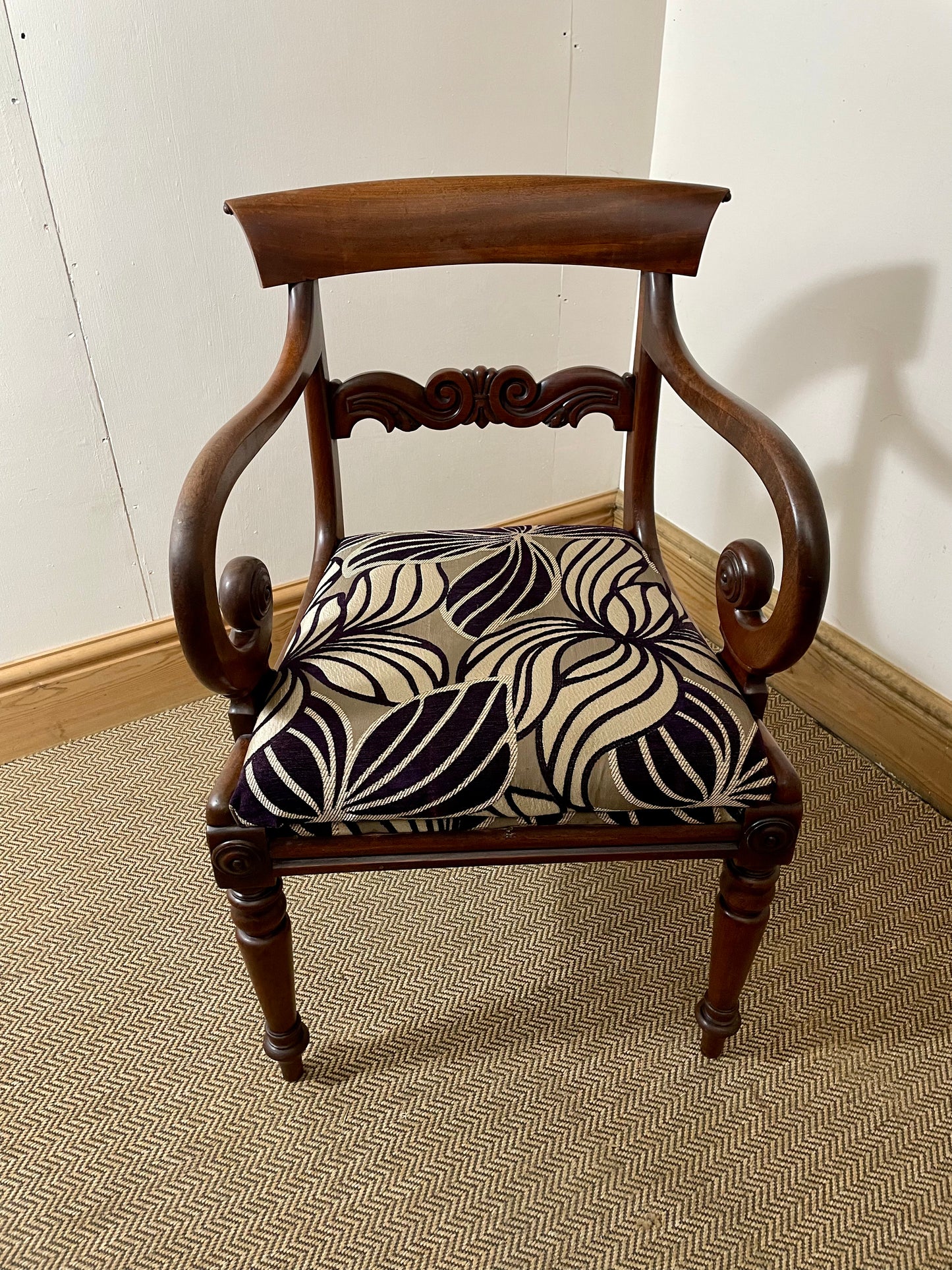 Victorian Antique Scroll Arm Chair