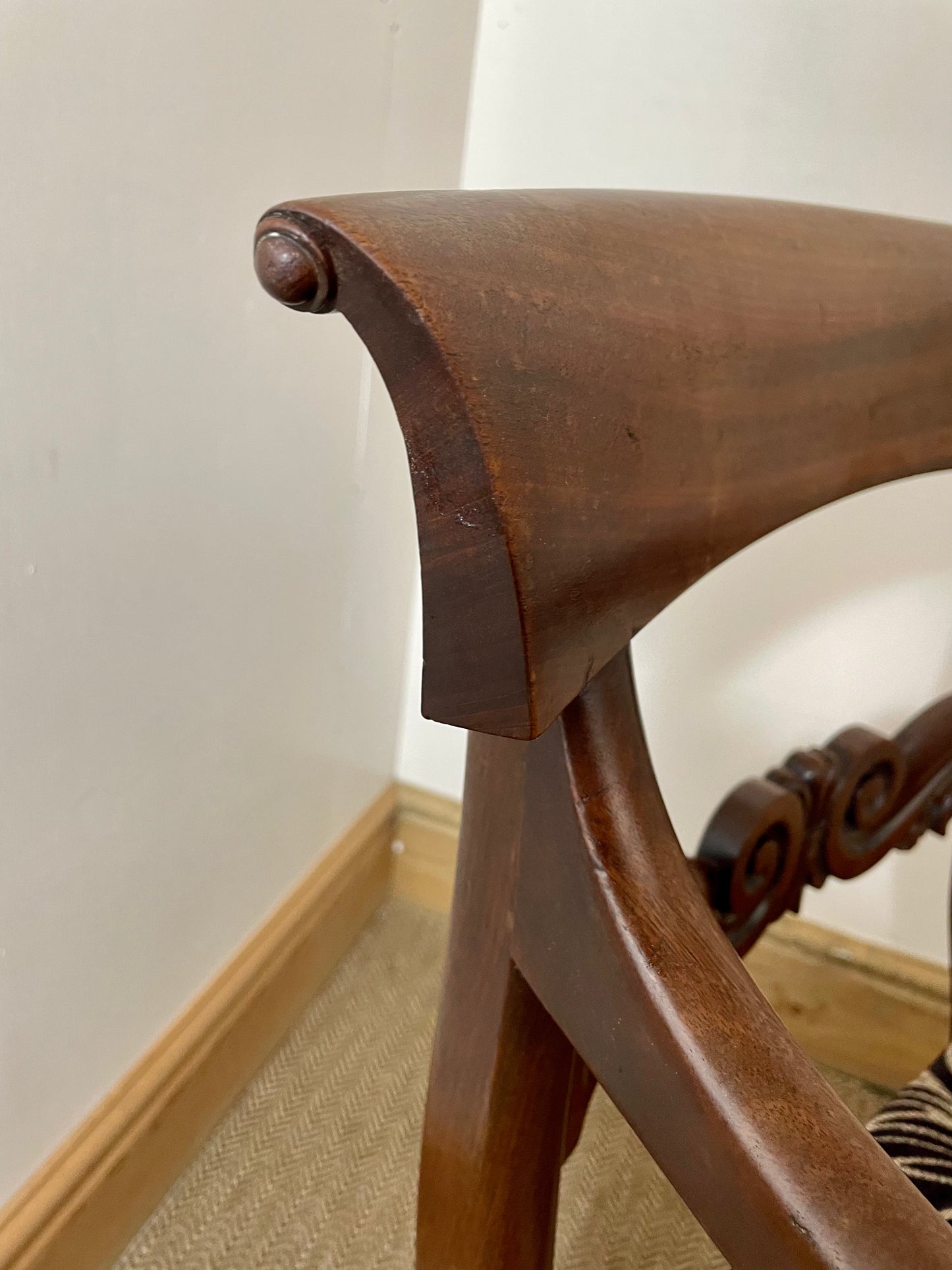 Victorian Antique Scroll Arm Chair