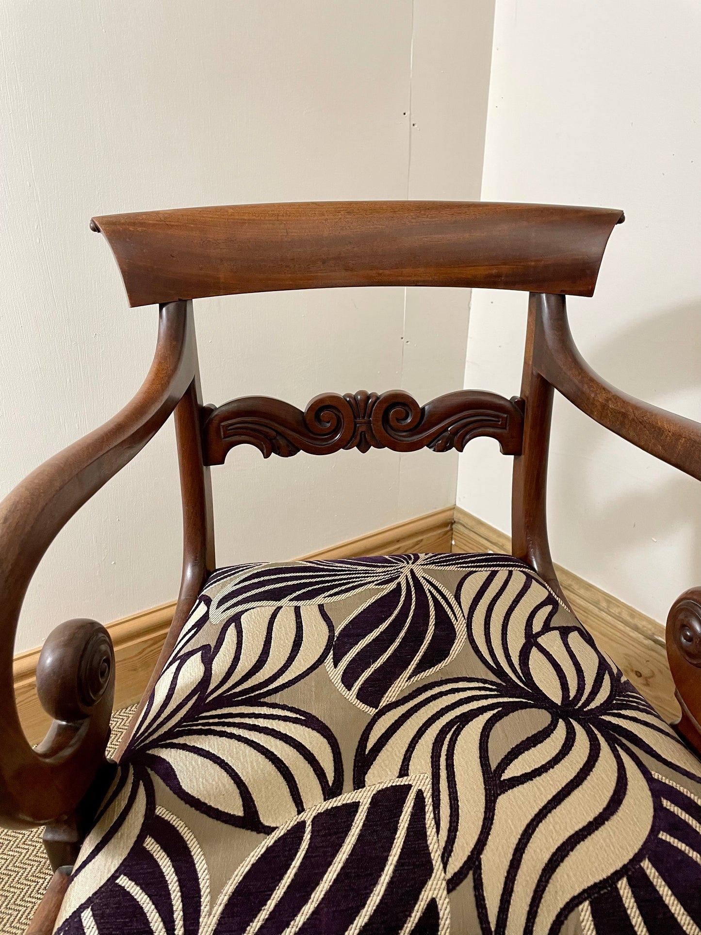 Victorian Antique Scroll Arm Chair
