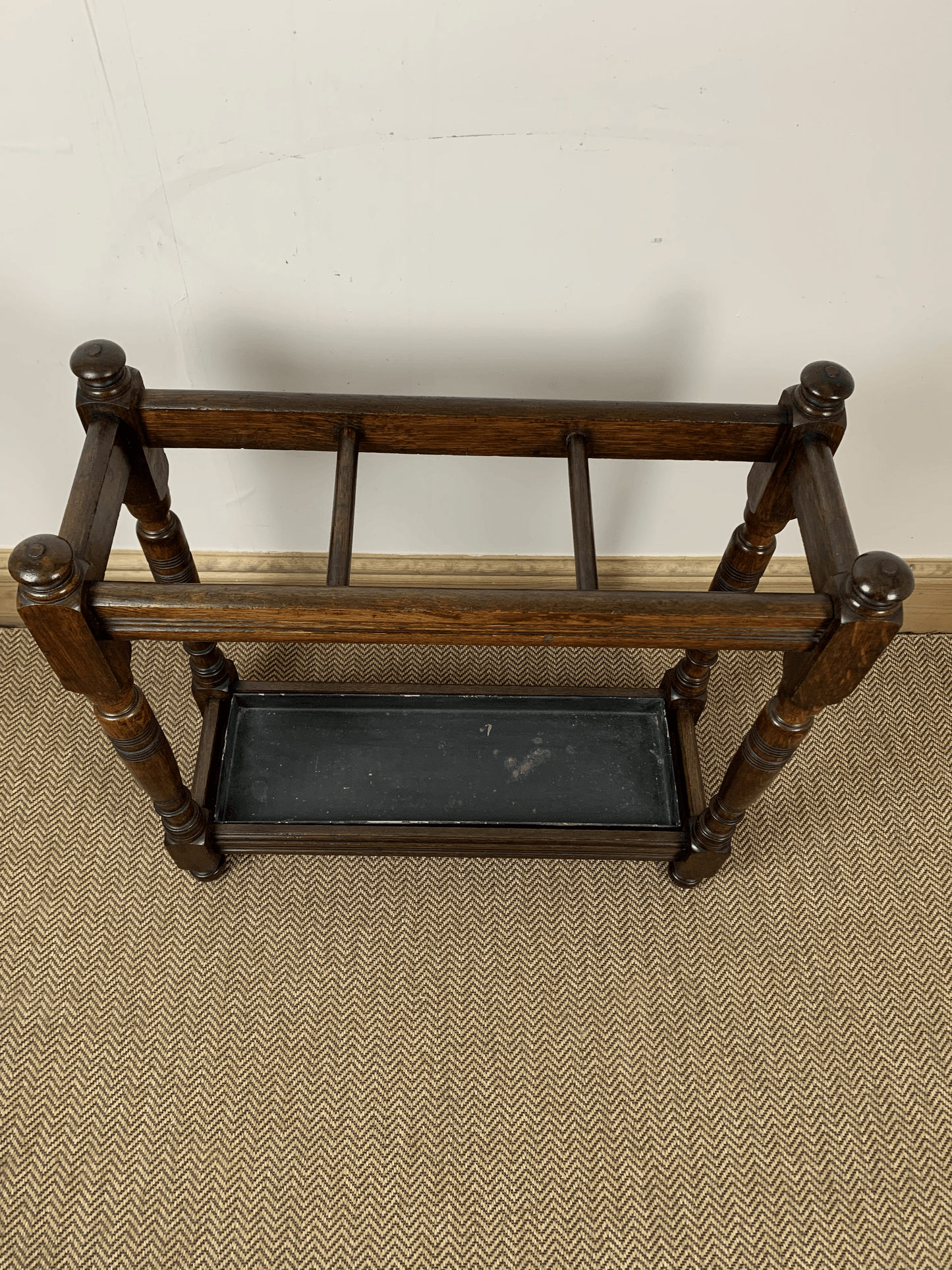 Antique Oak Stick Stand: Vintage Elegance for Your Entryway