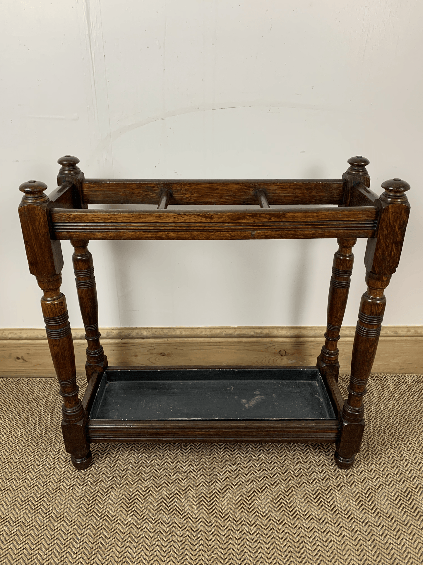 Antique Oak Stick Stand: Vintage Elegance for Your Entryway