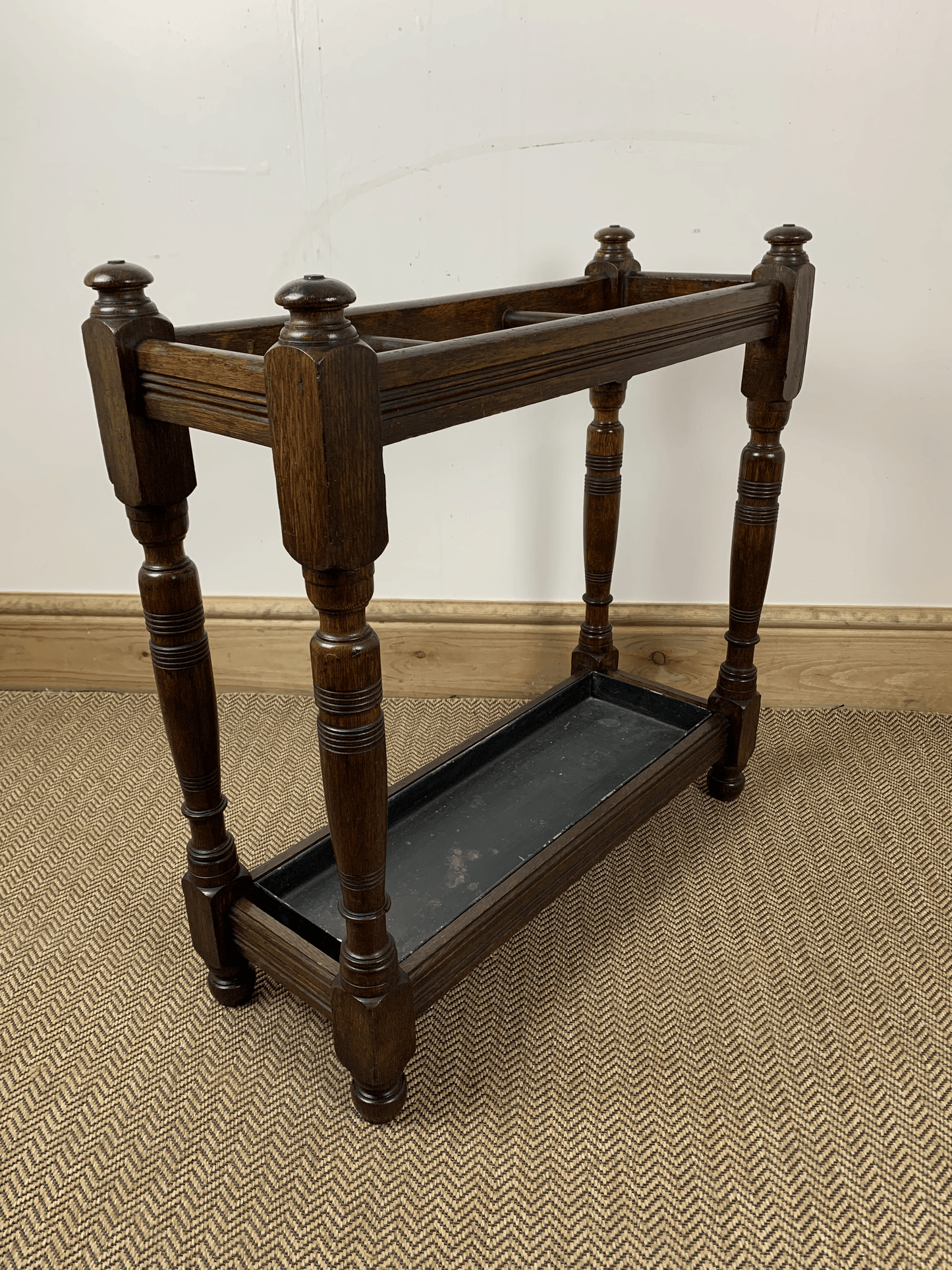 Antique Oak Stick Stand: Vintage Elegance for Your Entryway