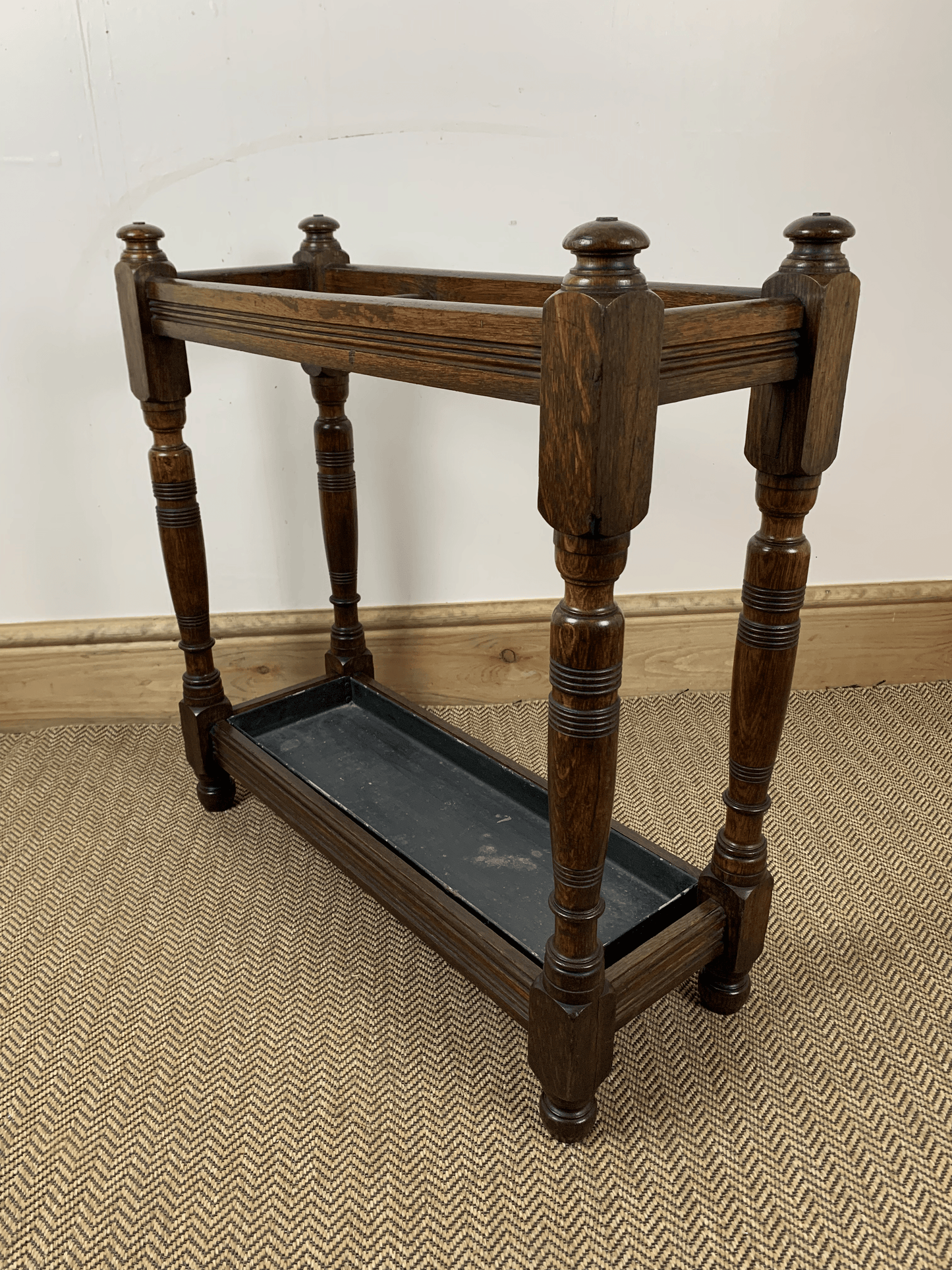 Antique Oak Stick Stand: Vintage Elegance for Your Entryway