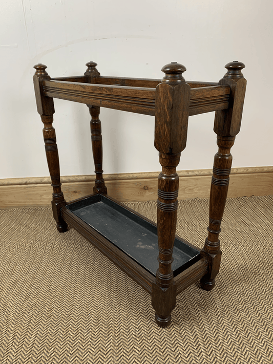 Antique Oak Stick Stand: Vintage Elegance for Your Entryway