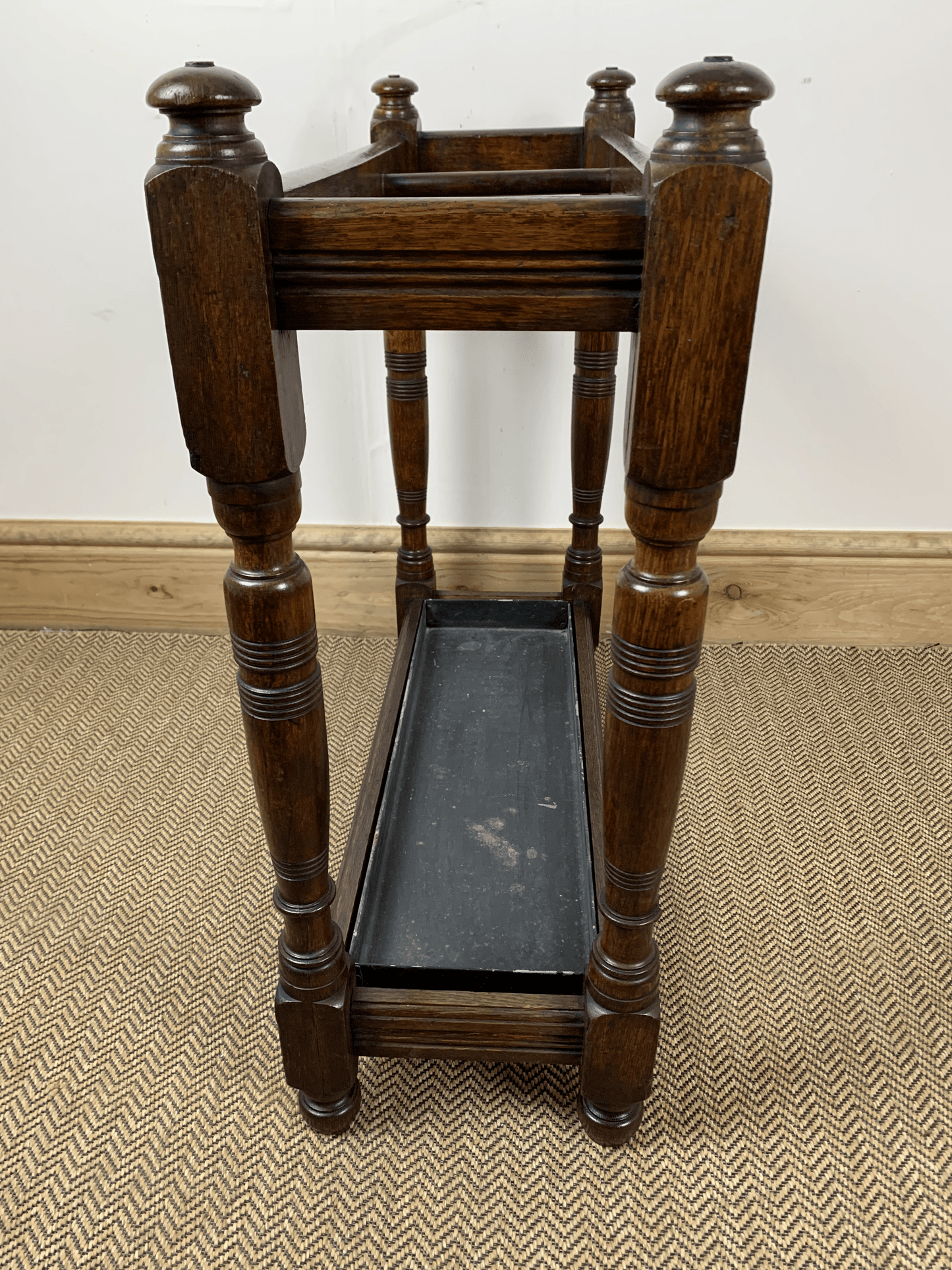 Antique Oak Stick Stand: Vintage Elegance for Your Entryway