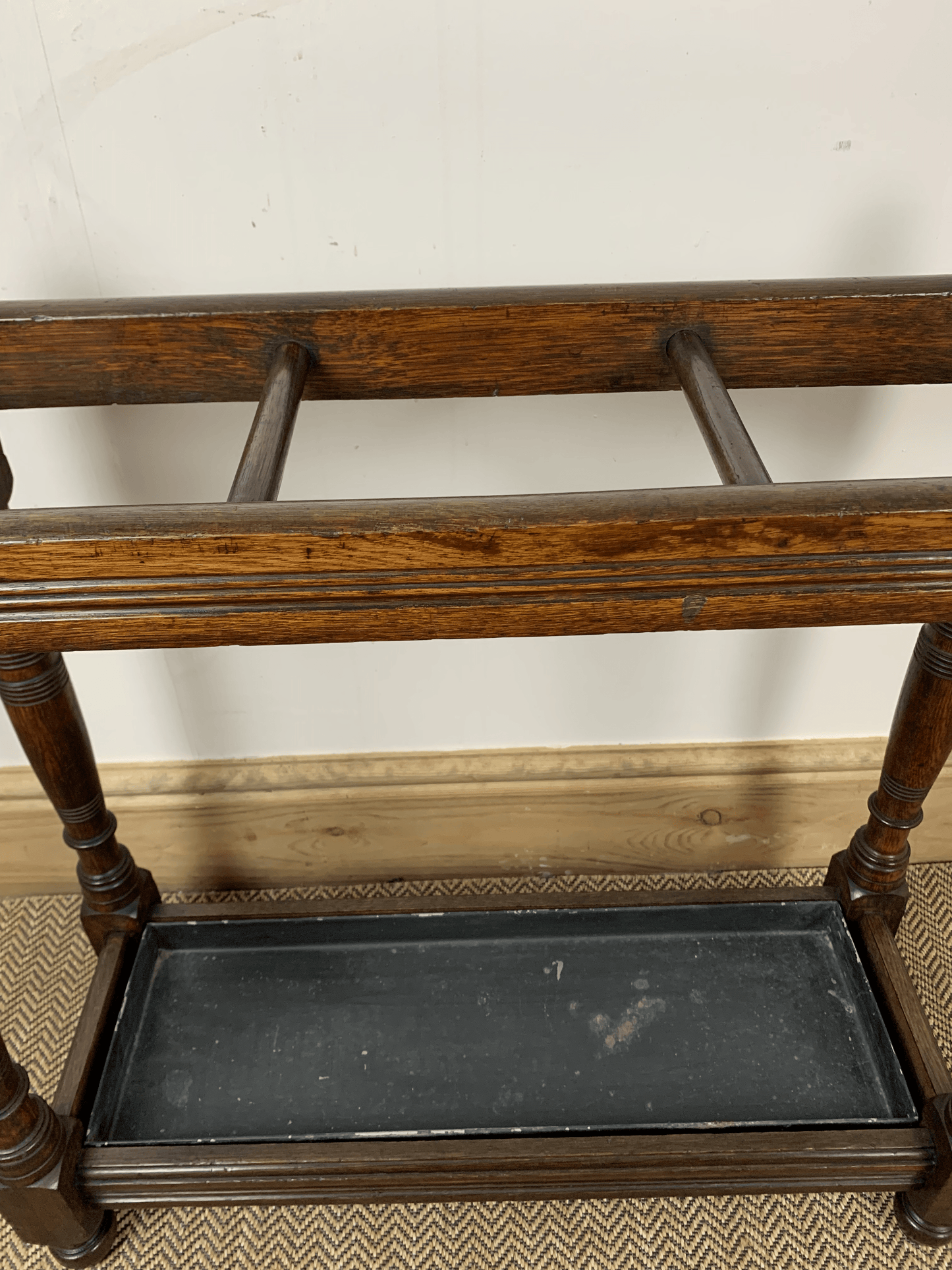Antique Oak Stick Stand: Vintage Elegance for Your Entryway