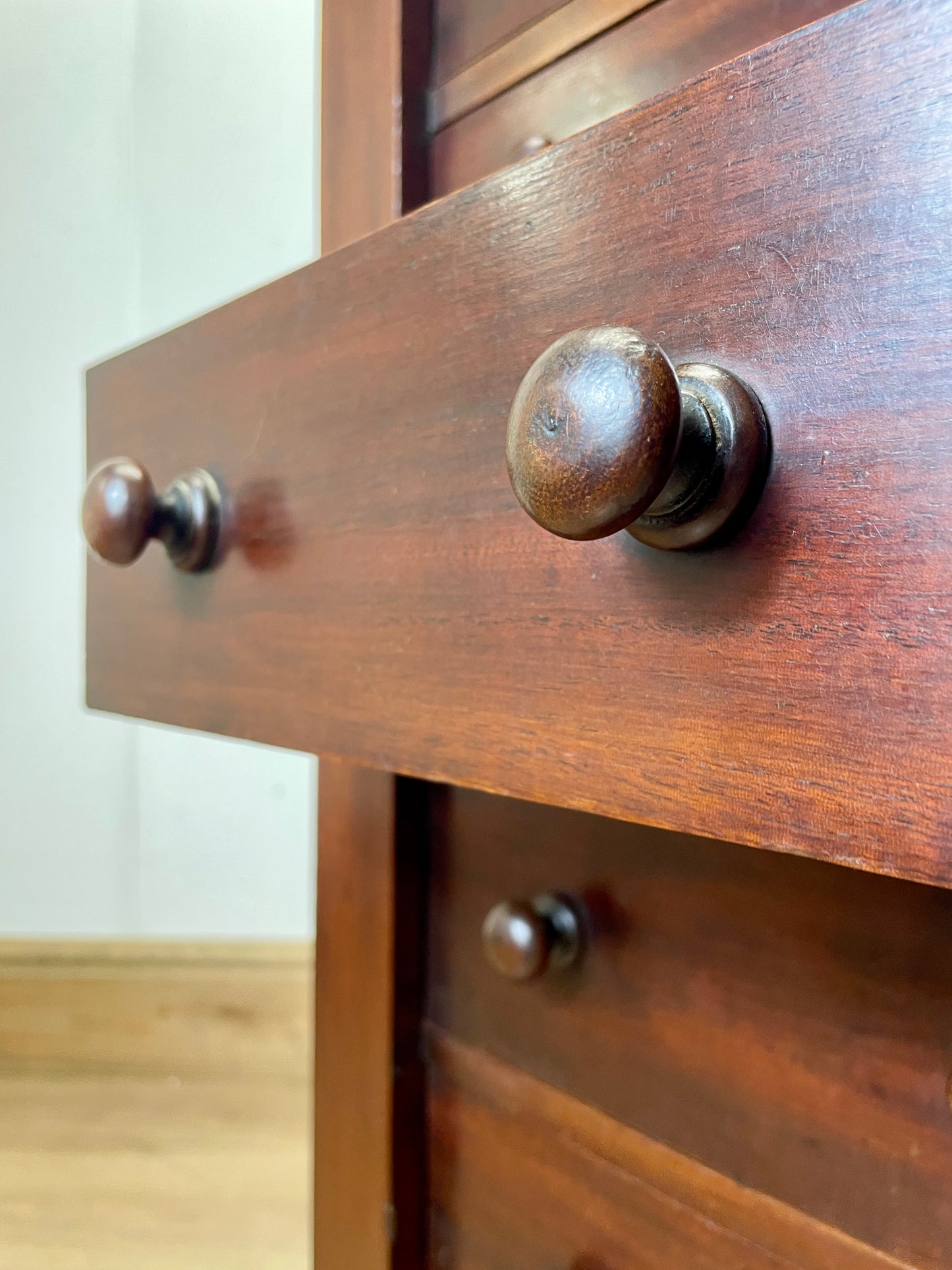 Antique Slim Wellington Chest – Victorian Mahogany Storage Drawers