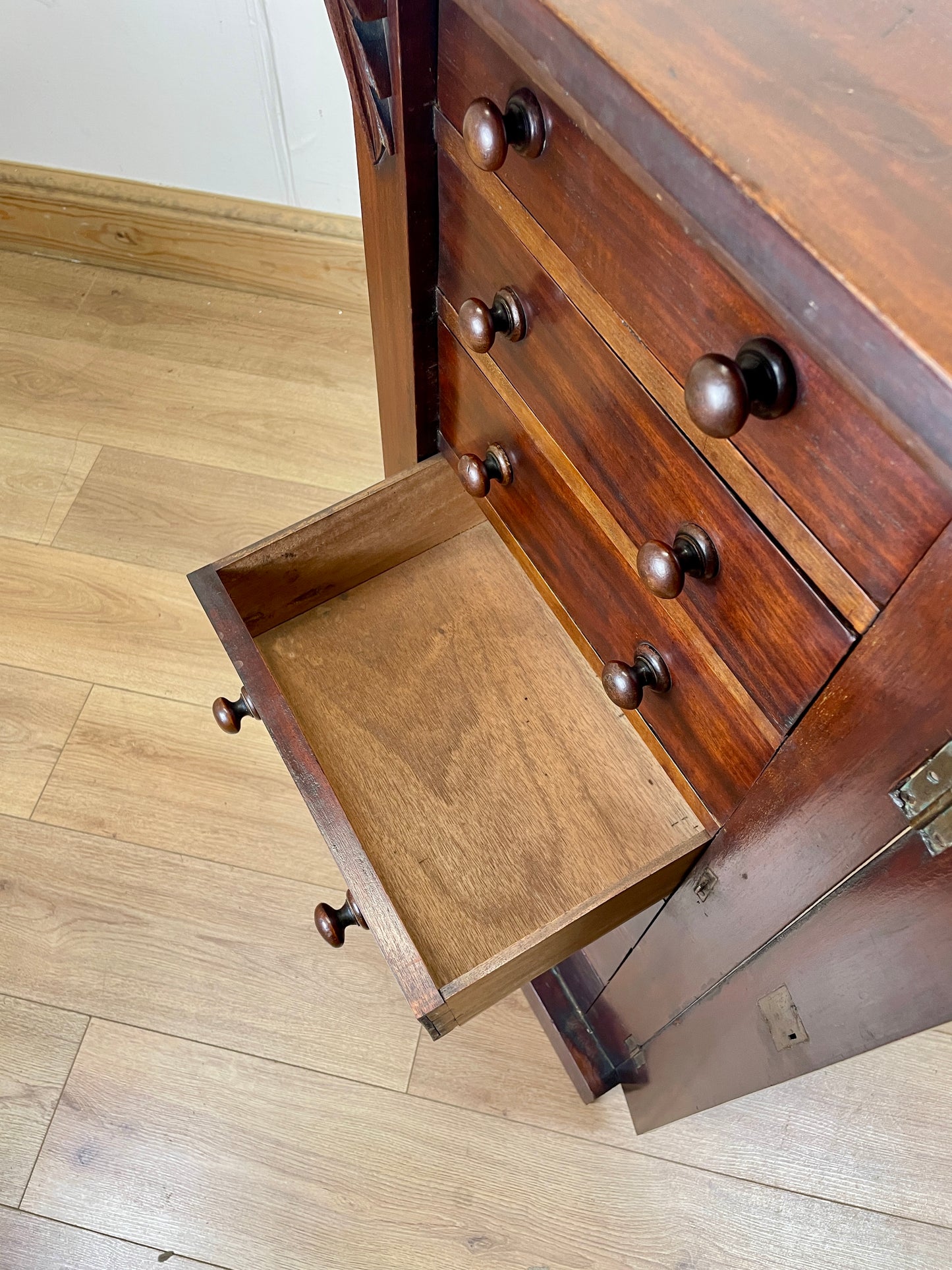 Antique Slim Wellington Chest – Victorian Mahogany Storage Drawers