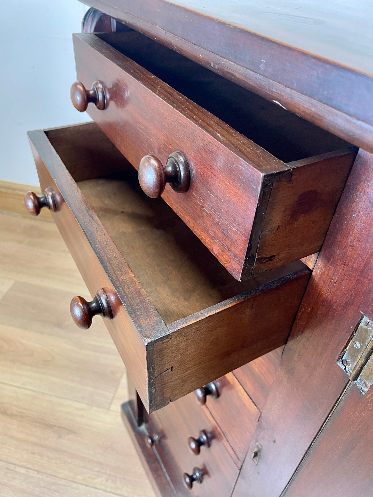 Antique Slim Wellington Chest – Victorian Mahogany Storage Drawers