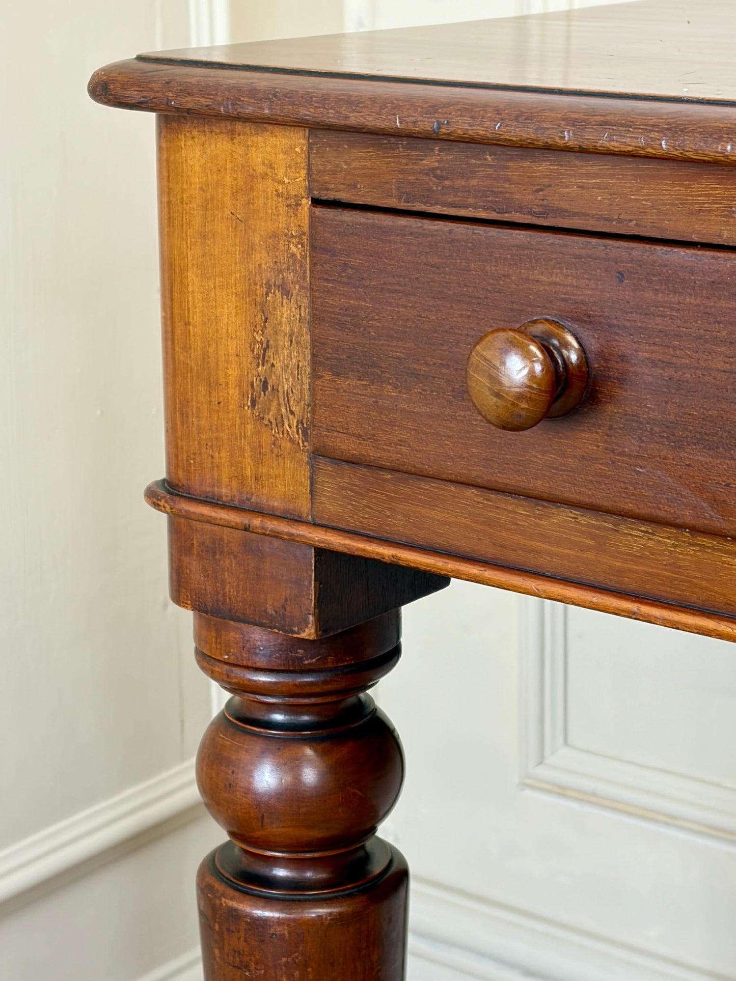 Antique Victorian Mahogany Console Hall Table with 2 Drawers