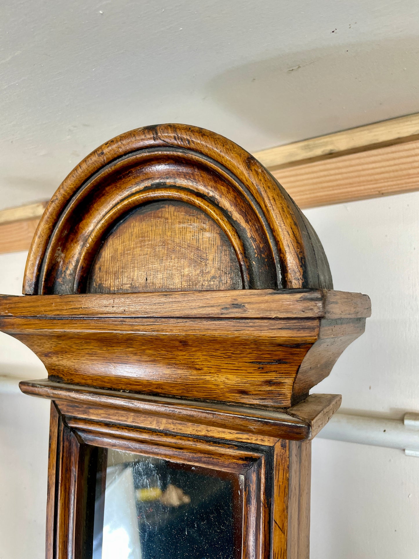 Antique Oak Coat Rack with Mirror – Restored Vintage Hall Stand