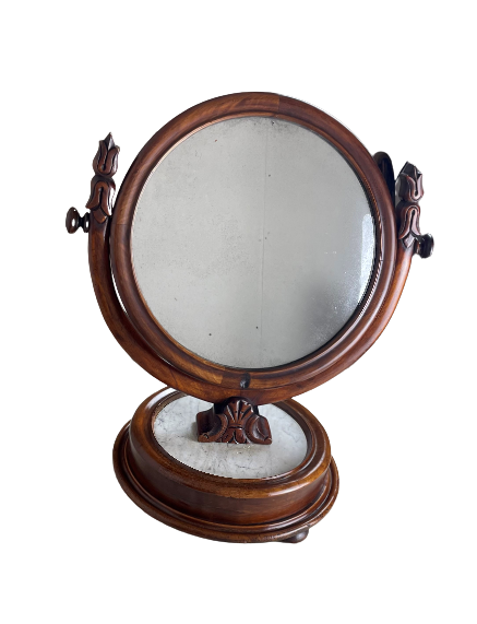 Vintage Glamour: Antique Foxed Mirror on Marble Base
