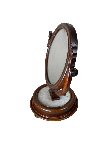 Vintage Glamour: Antique Foxed Mirror on Marble Base