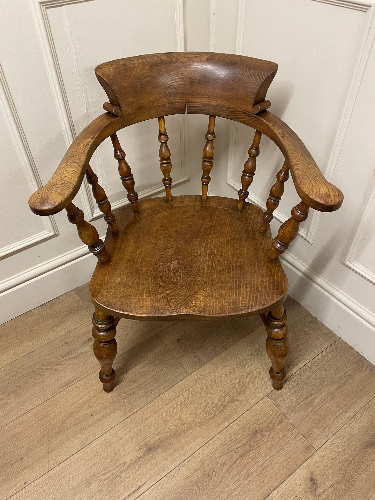 Victorian elm and fruitwood smokers bow chair