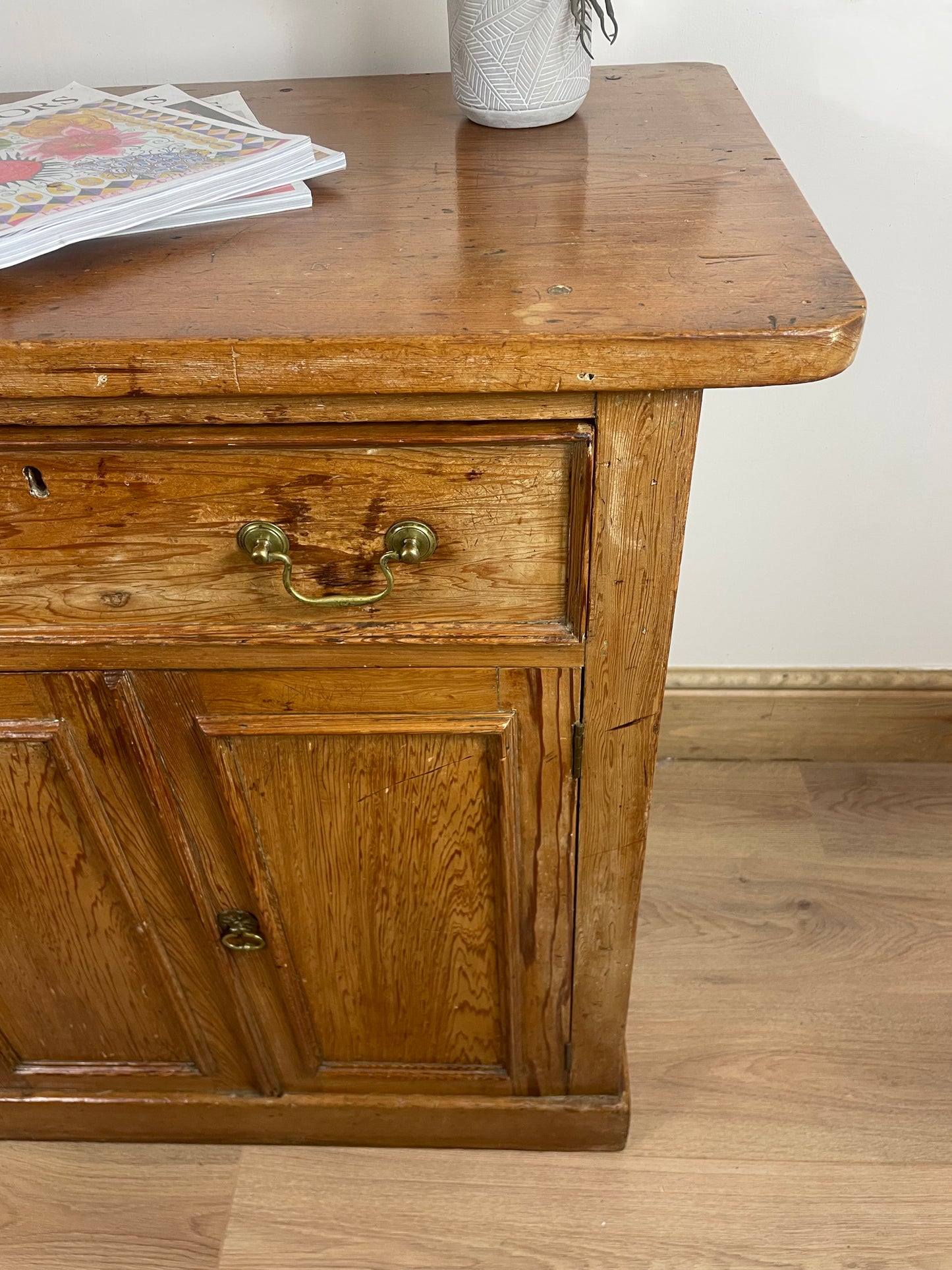 Victorian pine dresser base.