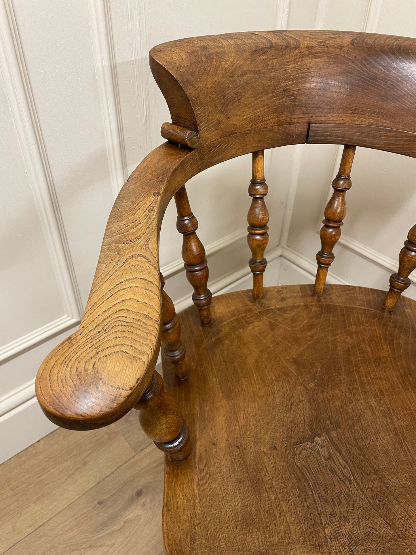 Victorian elm and fruitwood smokers bow chair