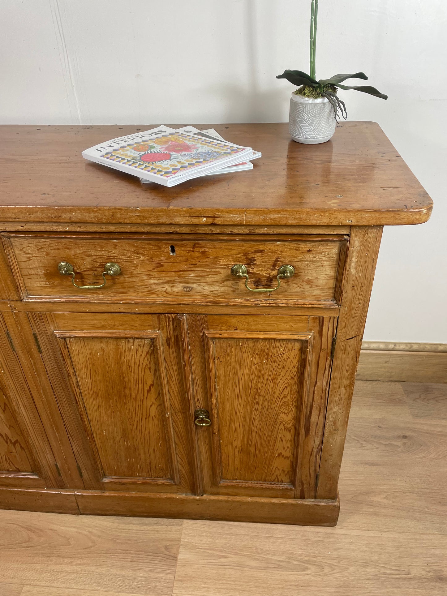 Victorian pine dresser base.