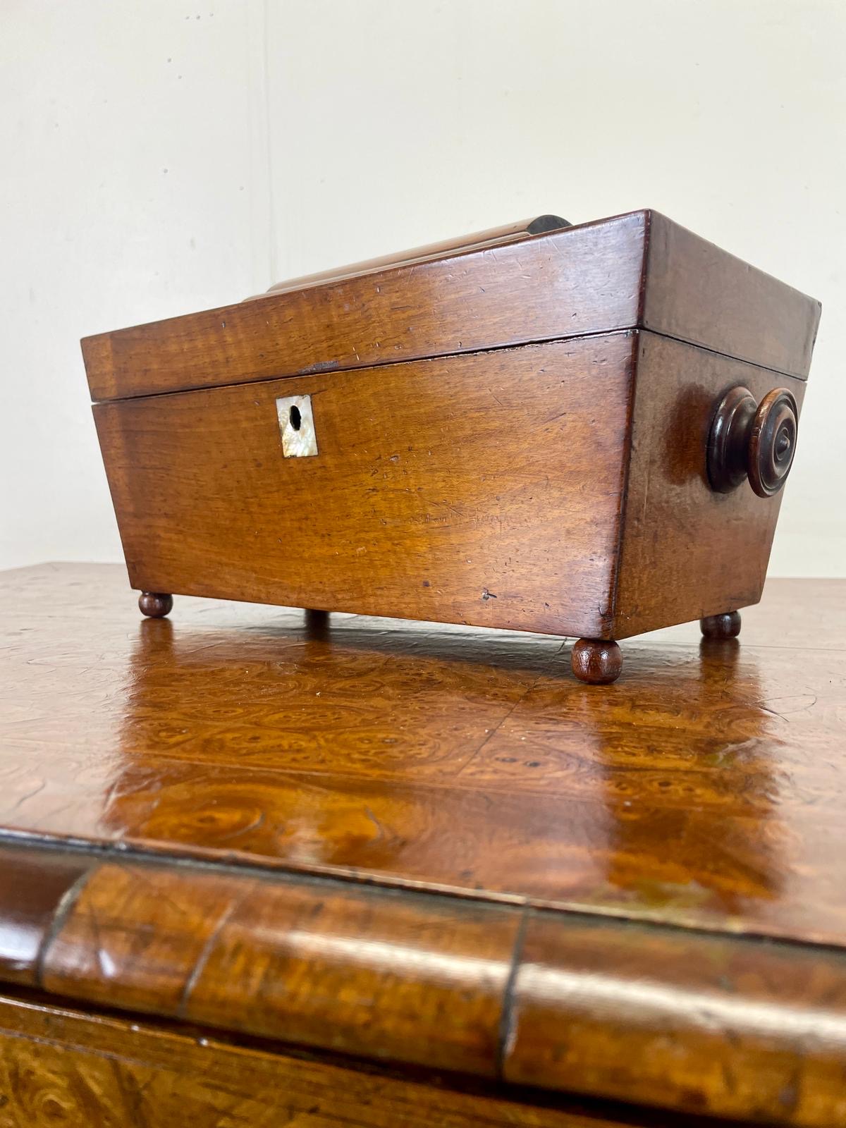 Georgian walnut tea caddy