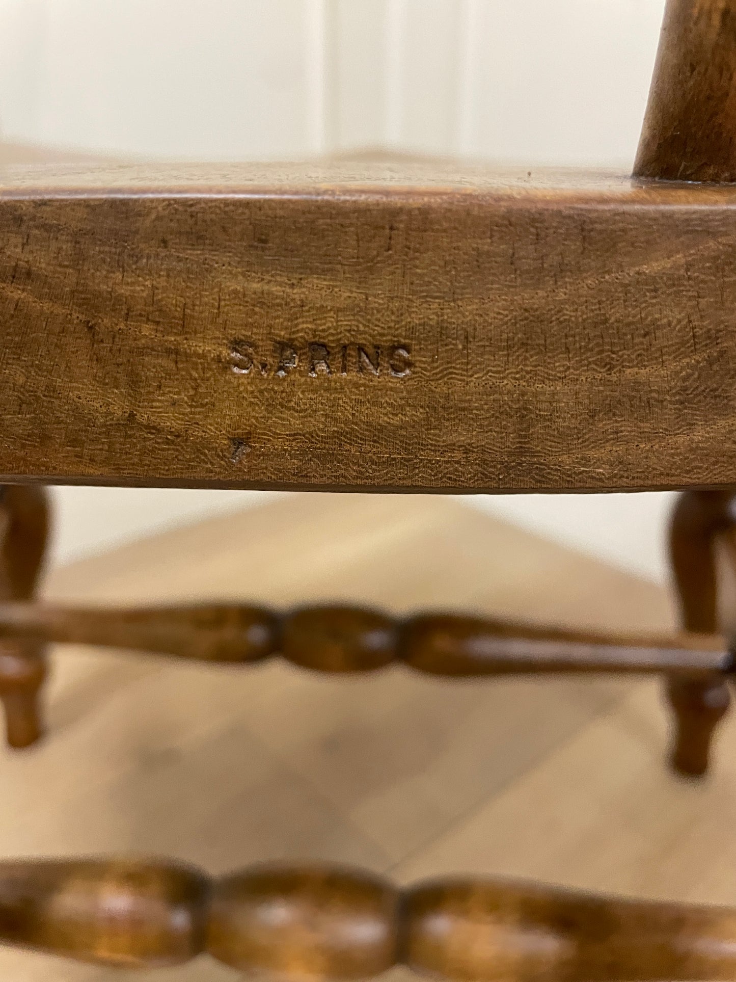Victorian elm and fruitwood smokers bow chair