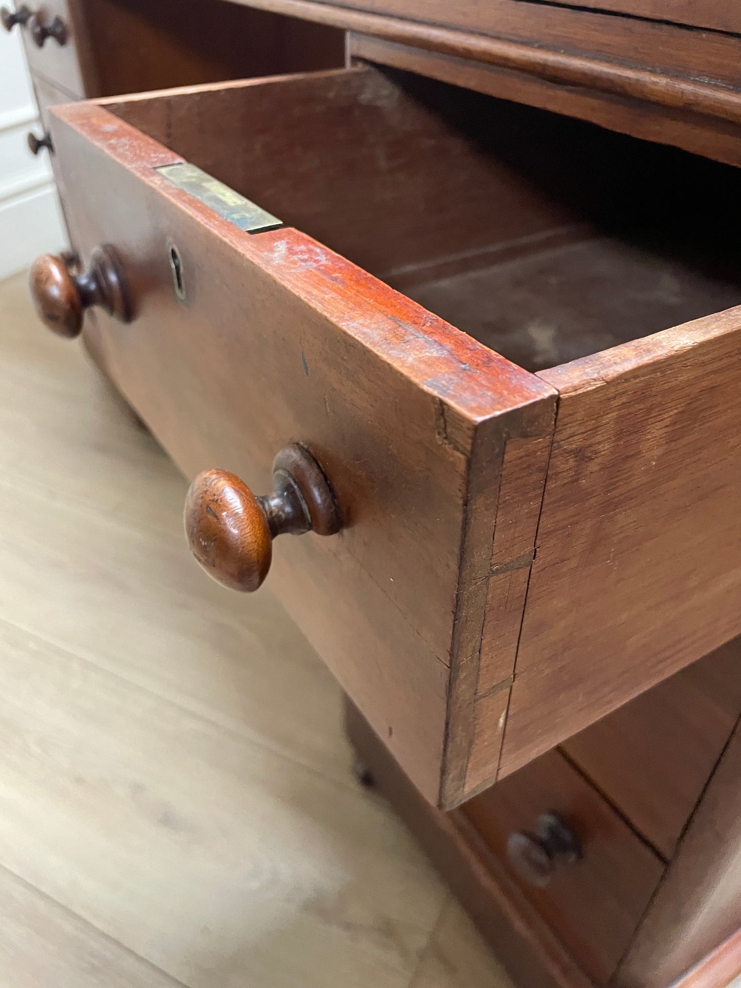 Antique Mahogany Victorian Pedestal Desk with Original Leather Top