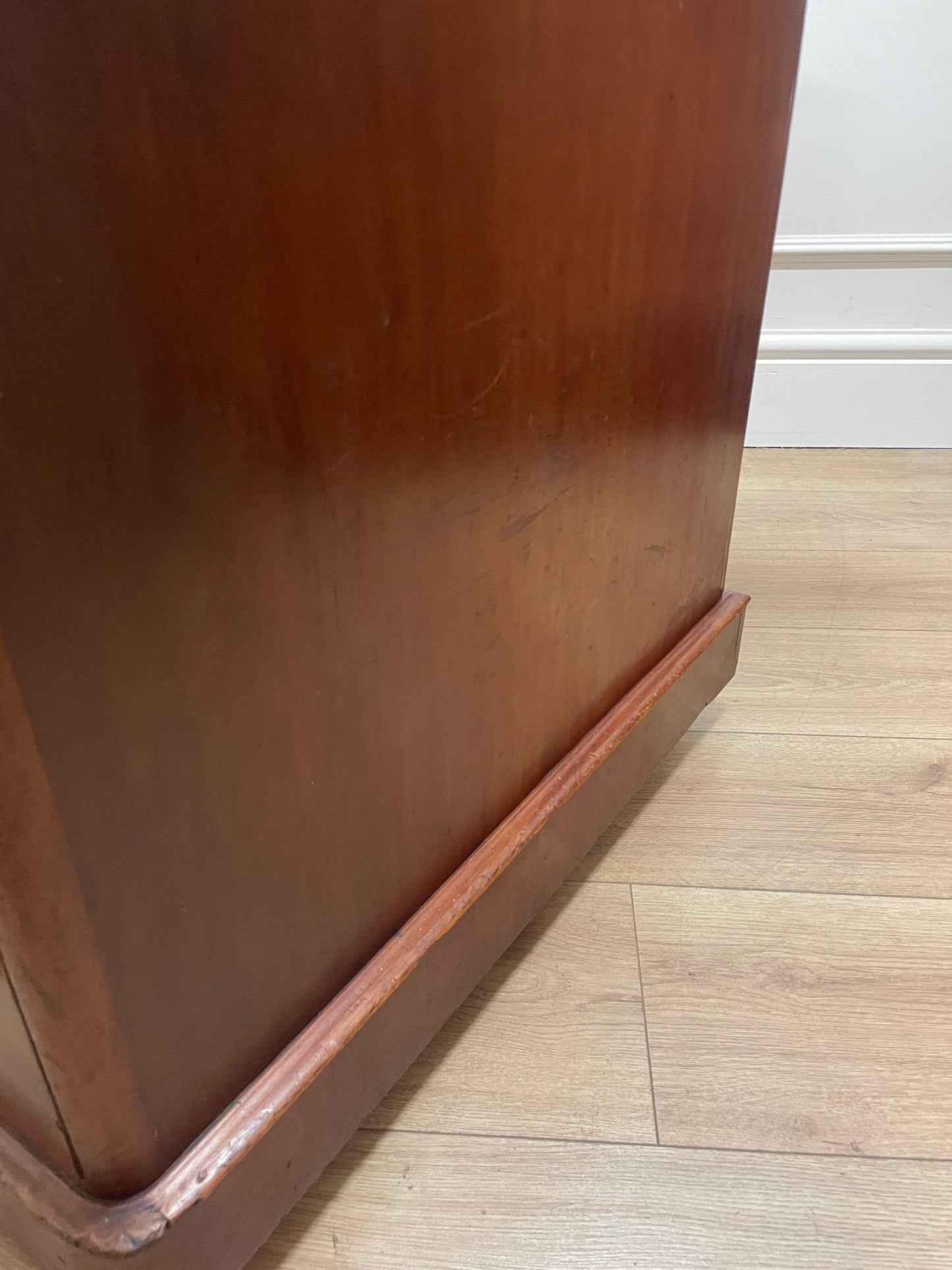 Antique Mahogany Victorian Pedestal Desk with Original Leather Top