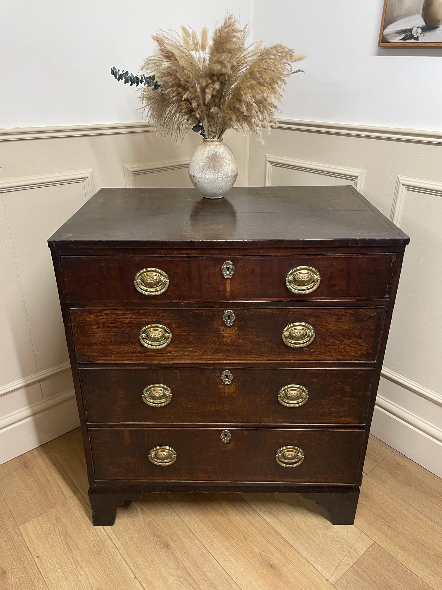 Small Georgian Oak Four Drawer Chest of Drawers