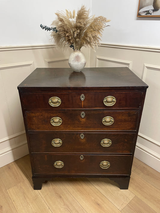 Small Georgian Oak Four Drawer Chest of Drawers