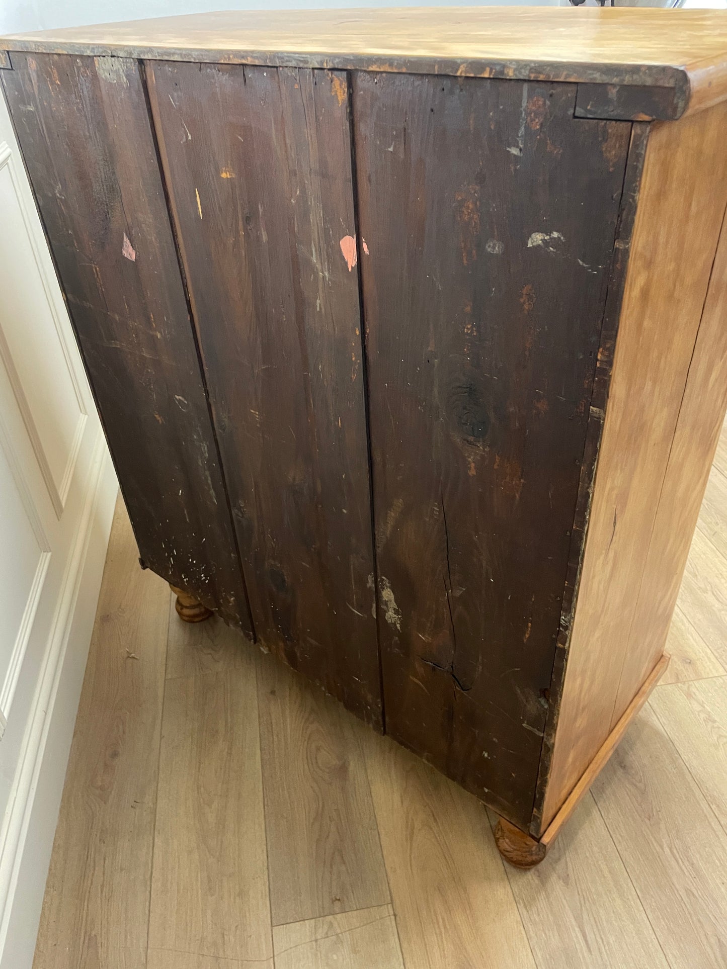 Victorian satin birch bow front chest of drawers