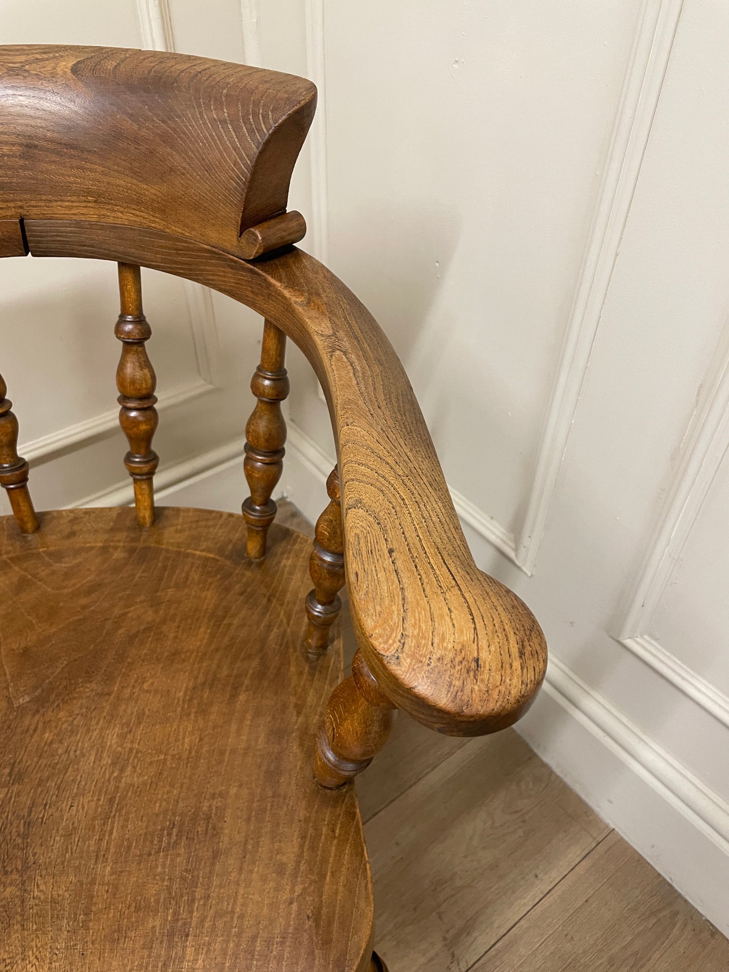 Victorian elm and fruitwood smokers bow chair