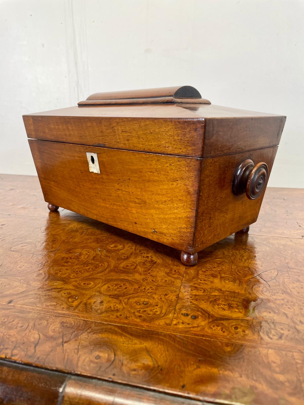 Georgian walnut tea caddy