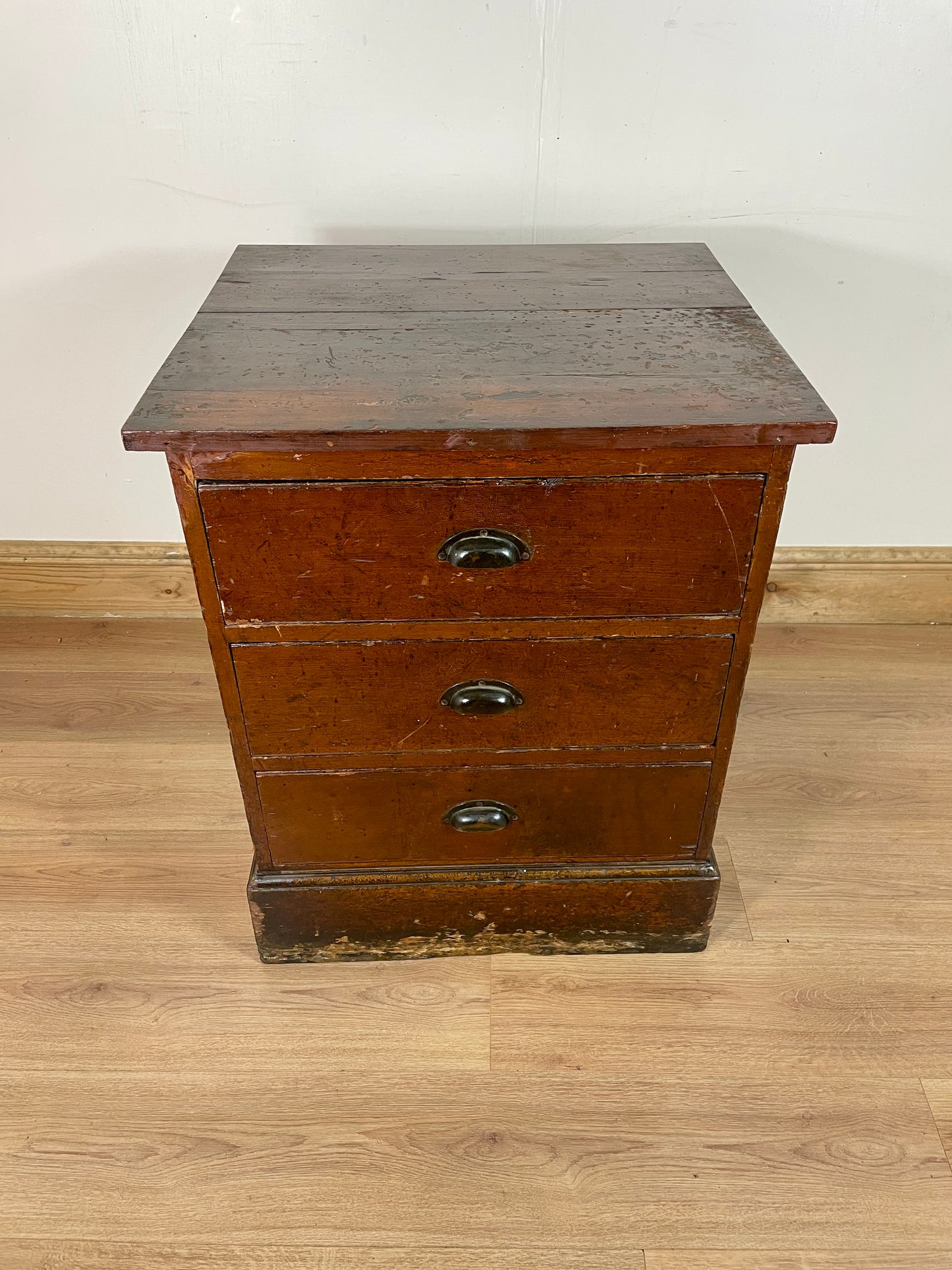 Antique Pine Large Deep Bank of Drawers Bedside Cupboard top