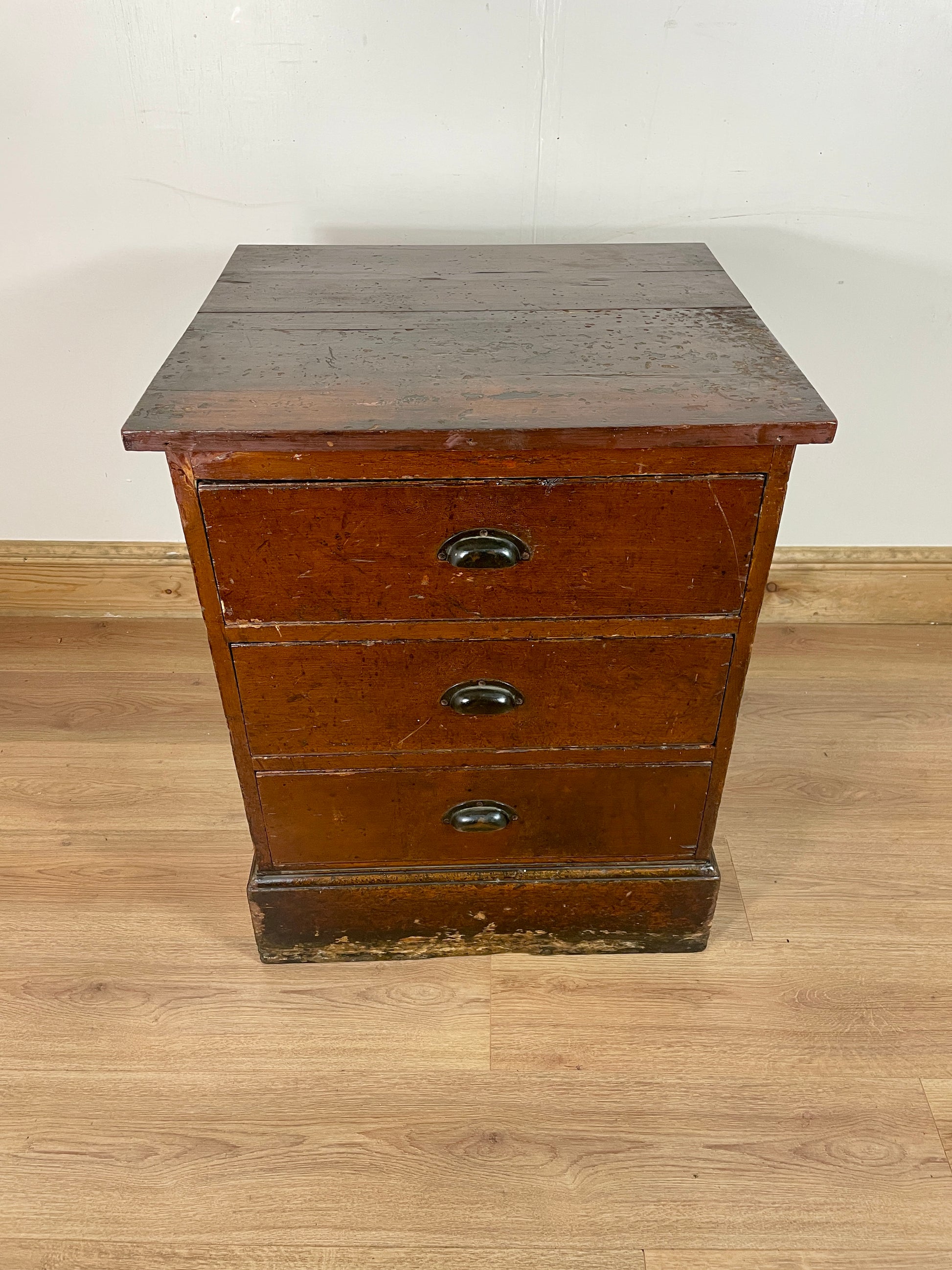 Antique Pine Large Deep Bank of Drawers Bedside Cupboard top