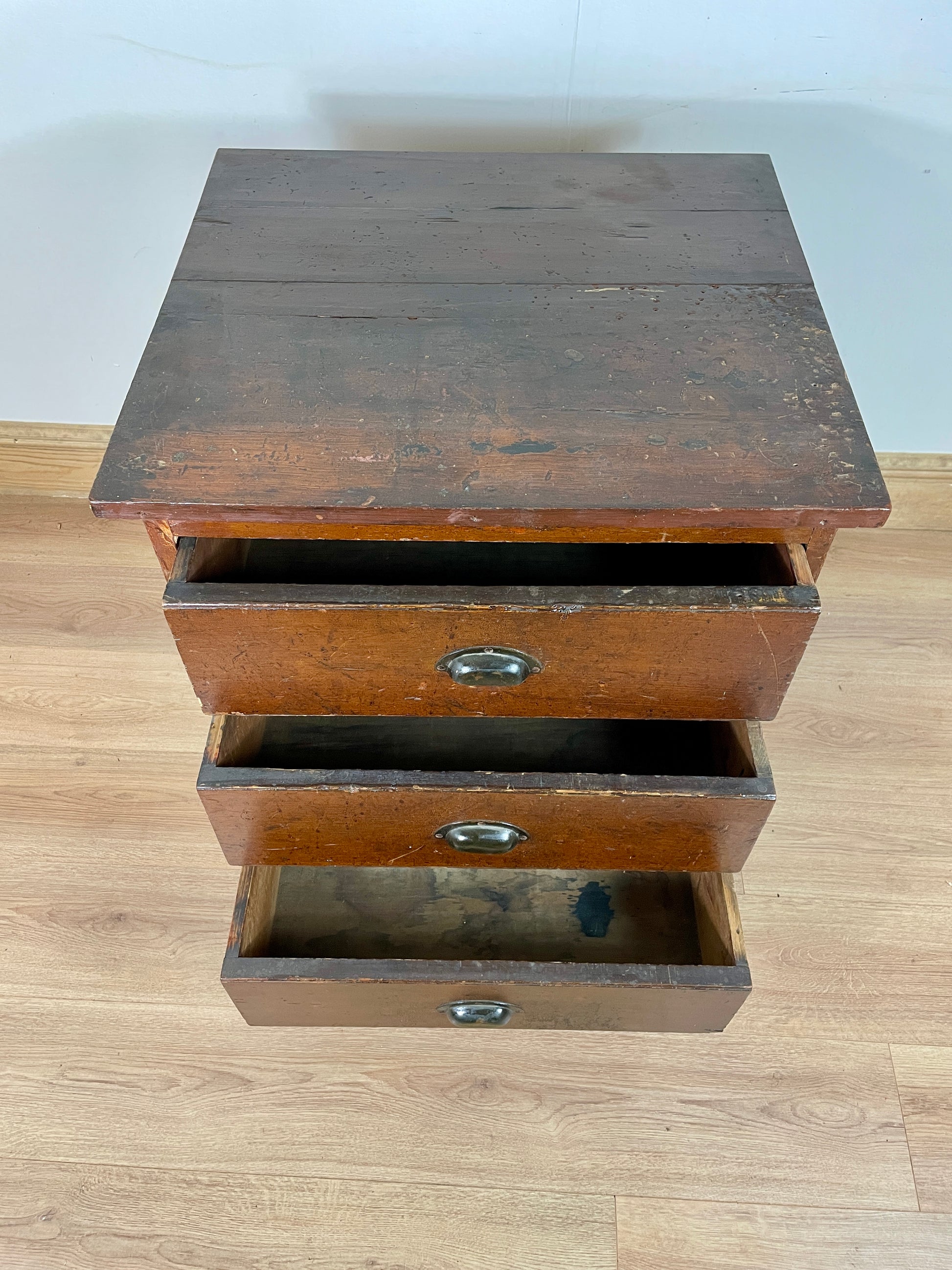 Antique Pine Large Deep Bank of Drawers Bedside Cupboard drawers