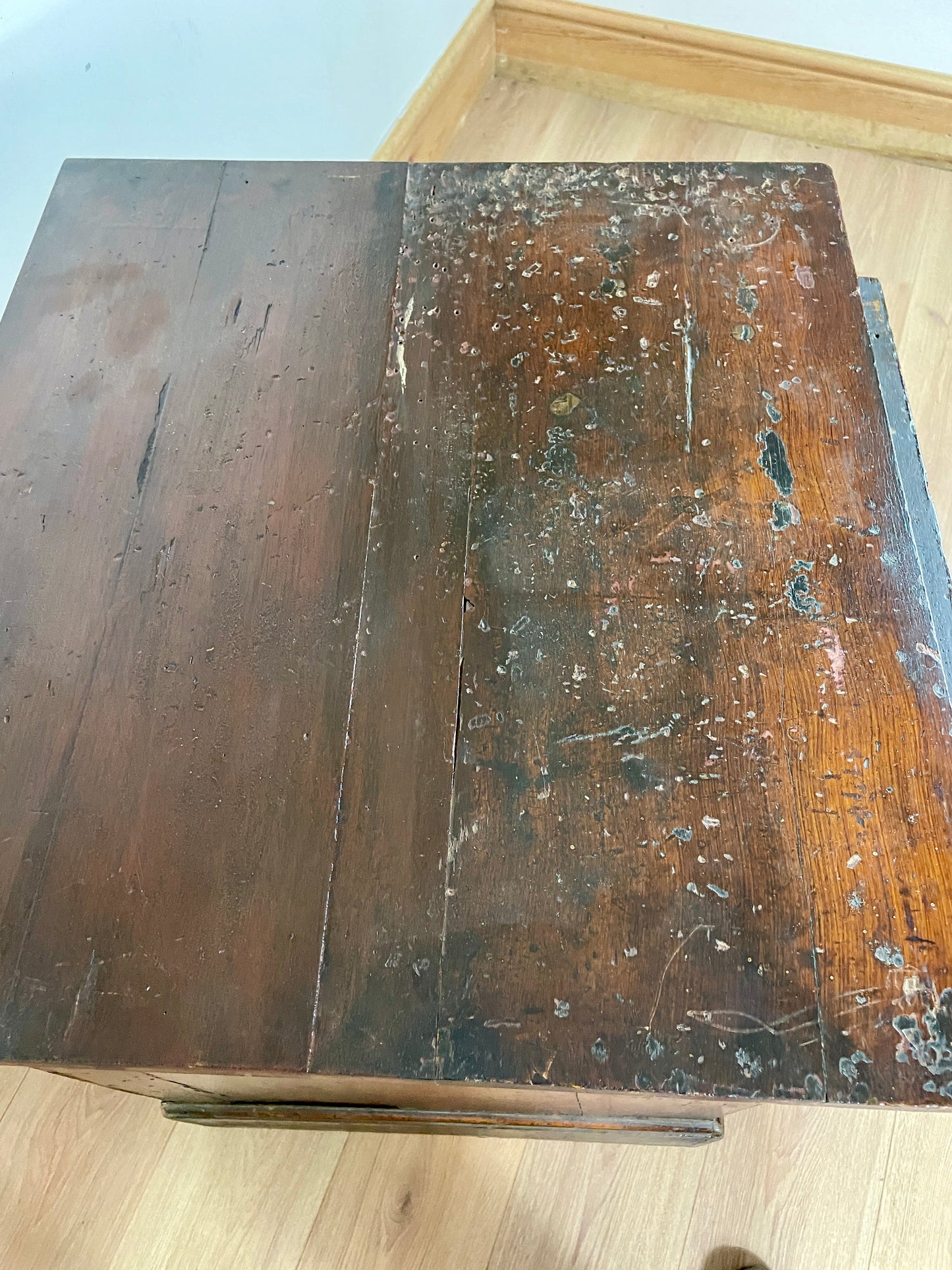 Antique Pine Large Deep Bank of Drawers Bedside Cupboard top
