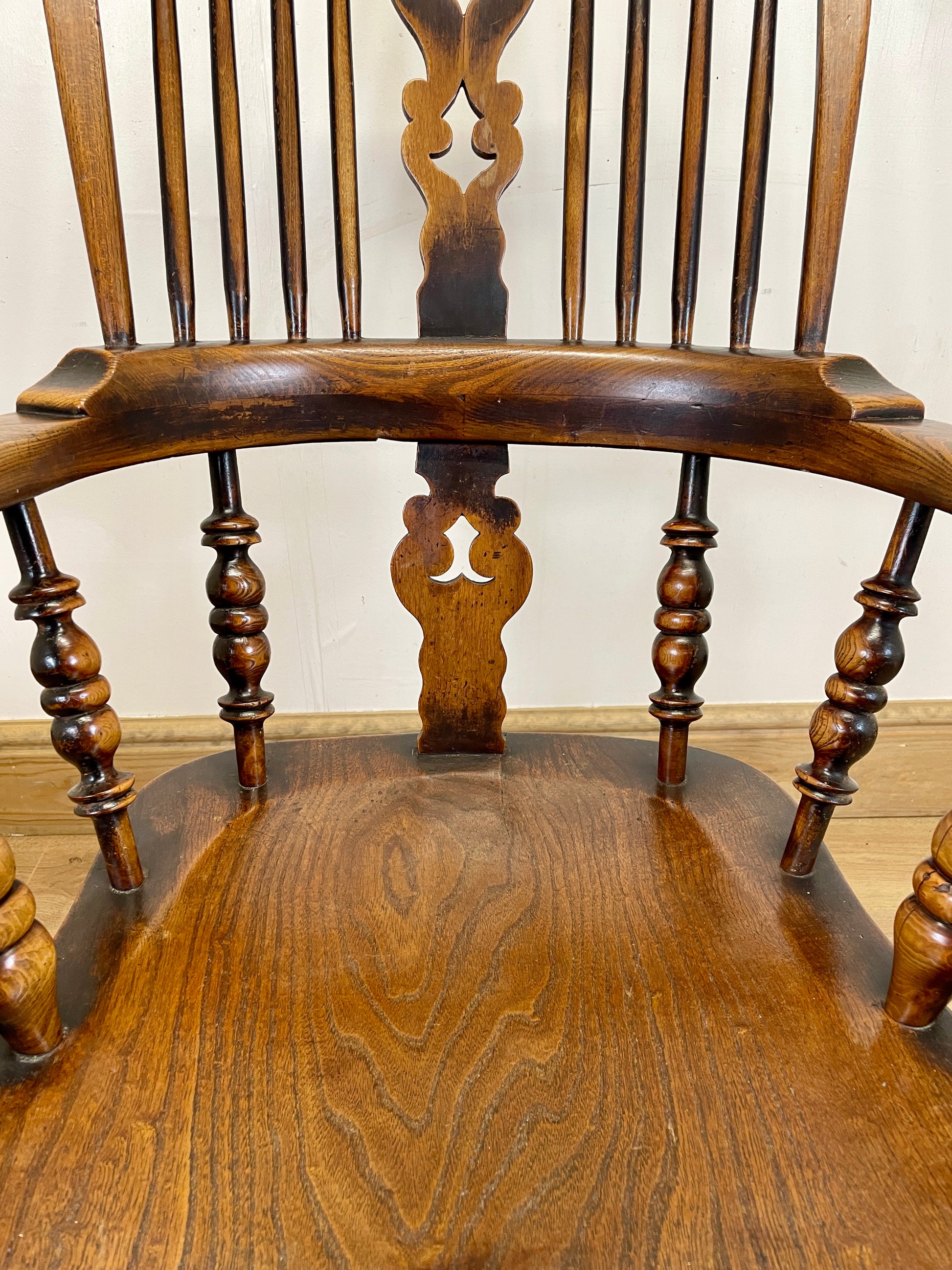 Antique Windsor Armchair Country Farmhouse Stick Back close up