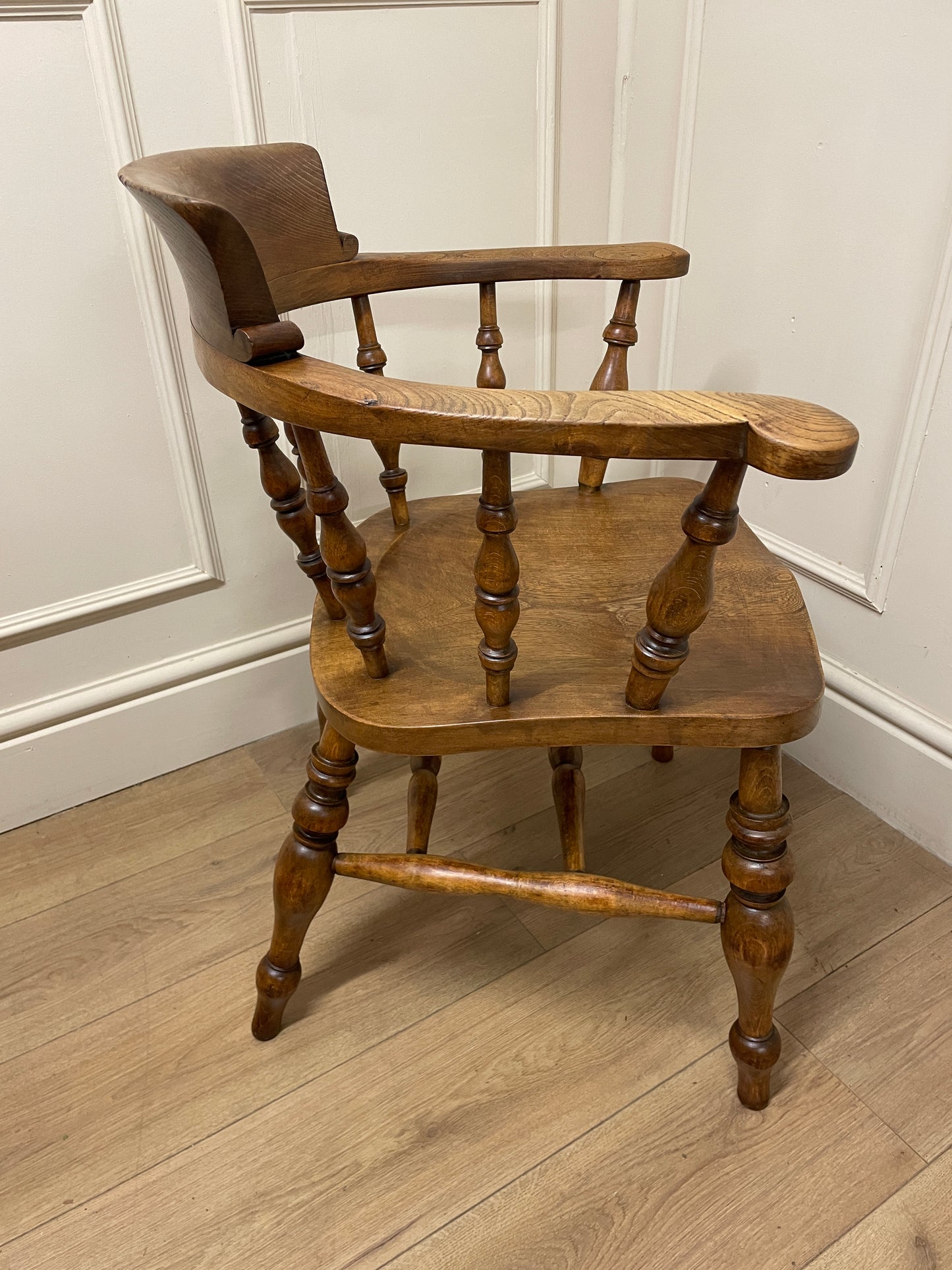 Victorian elm and fruitwood smokers bow chair