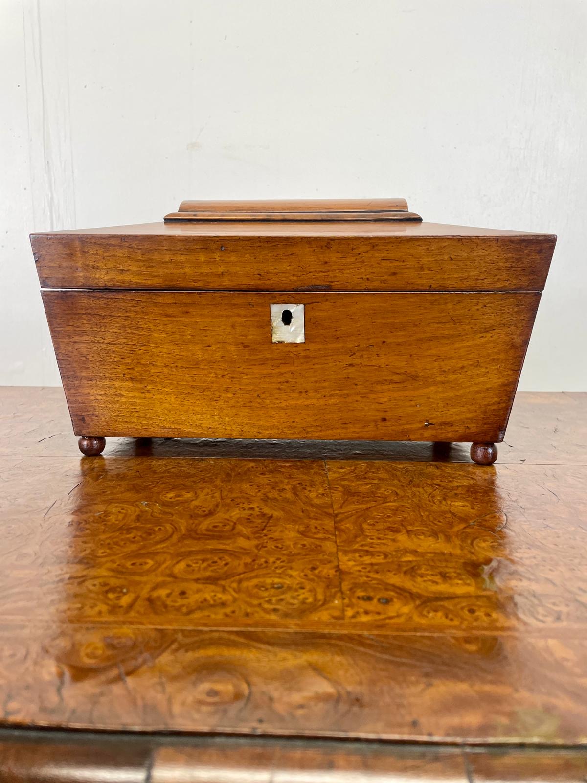 Georgian walnut tea caddy