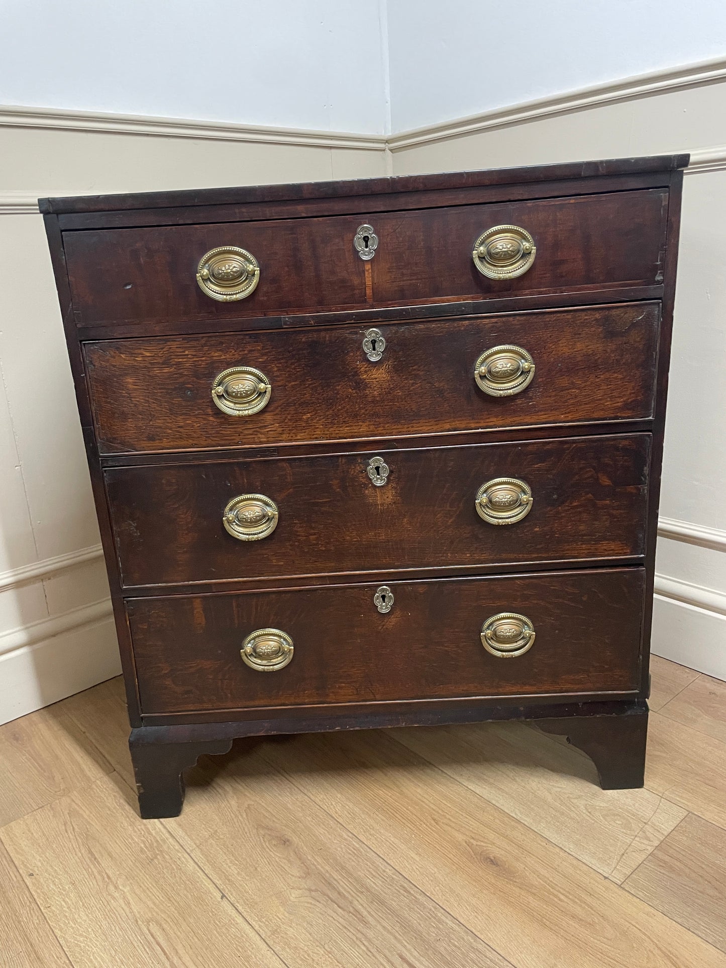 Small Georgian Oak Four Drawer Chest of Drawers