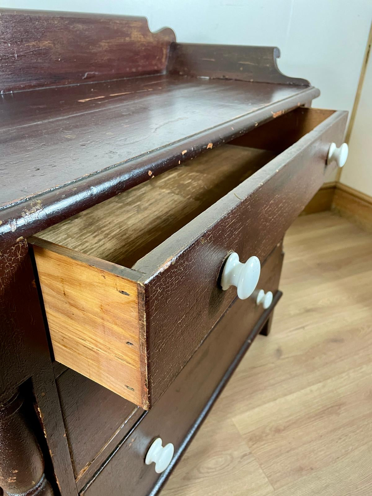 Antique Georgian Farmhouse Country Original Painted Chest of Drawers