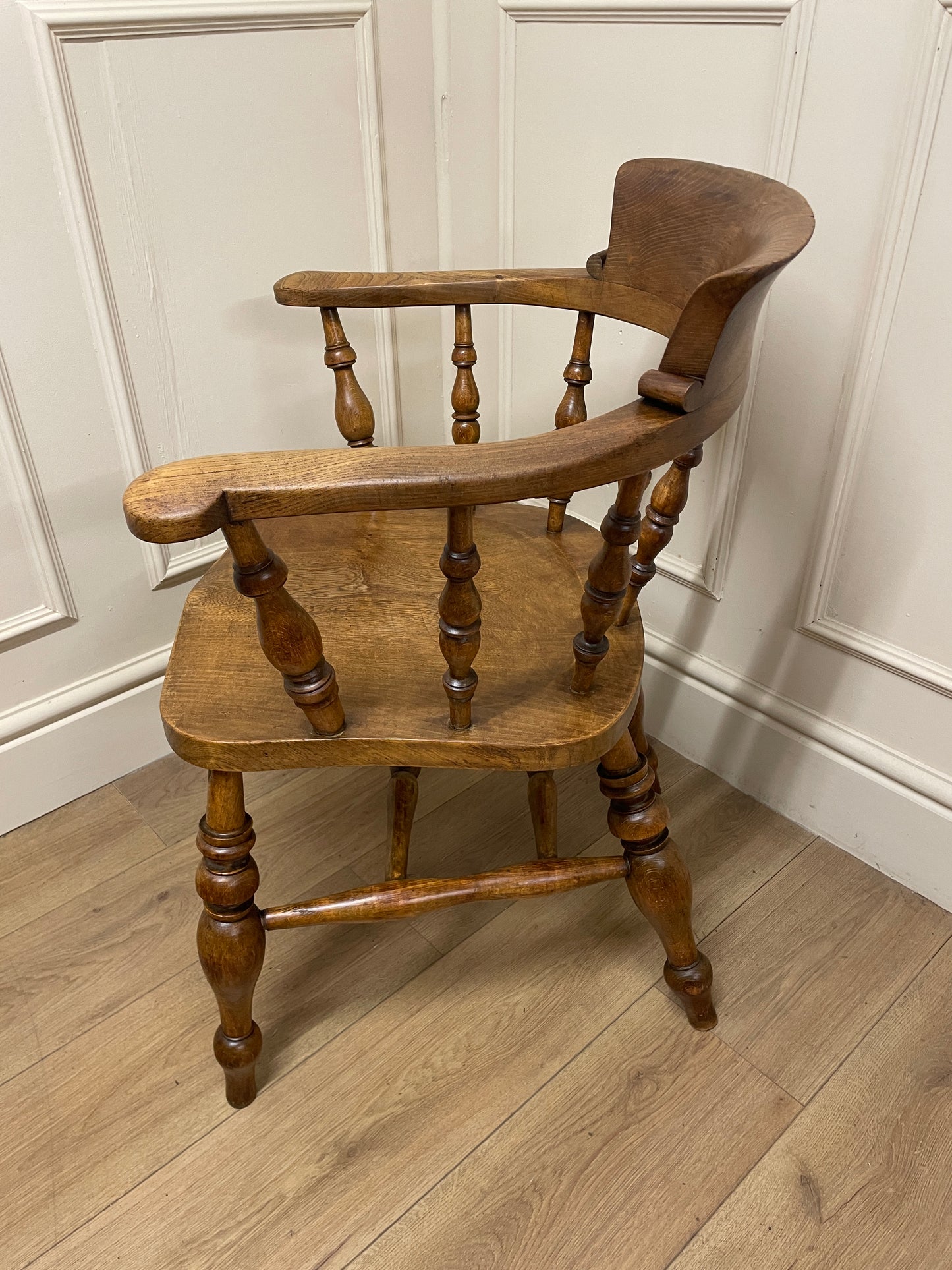 Victorian elm and fruitwood smokers bow chair