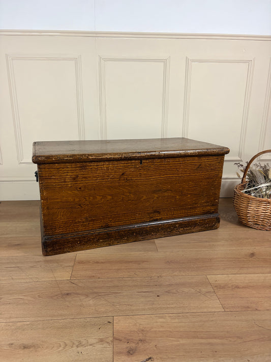Georgian Scumbled Pine Blanket Box with Original Finish & Iron Handles