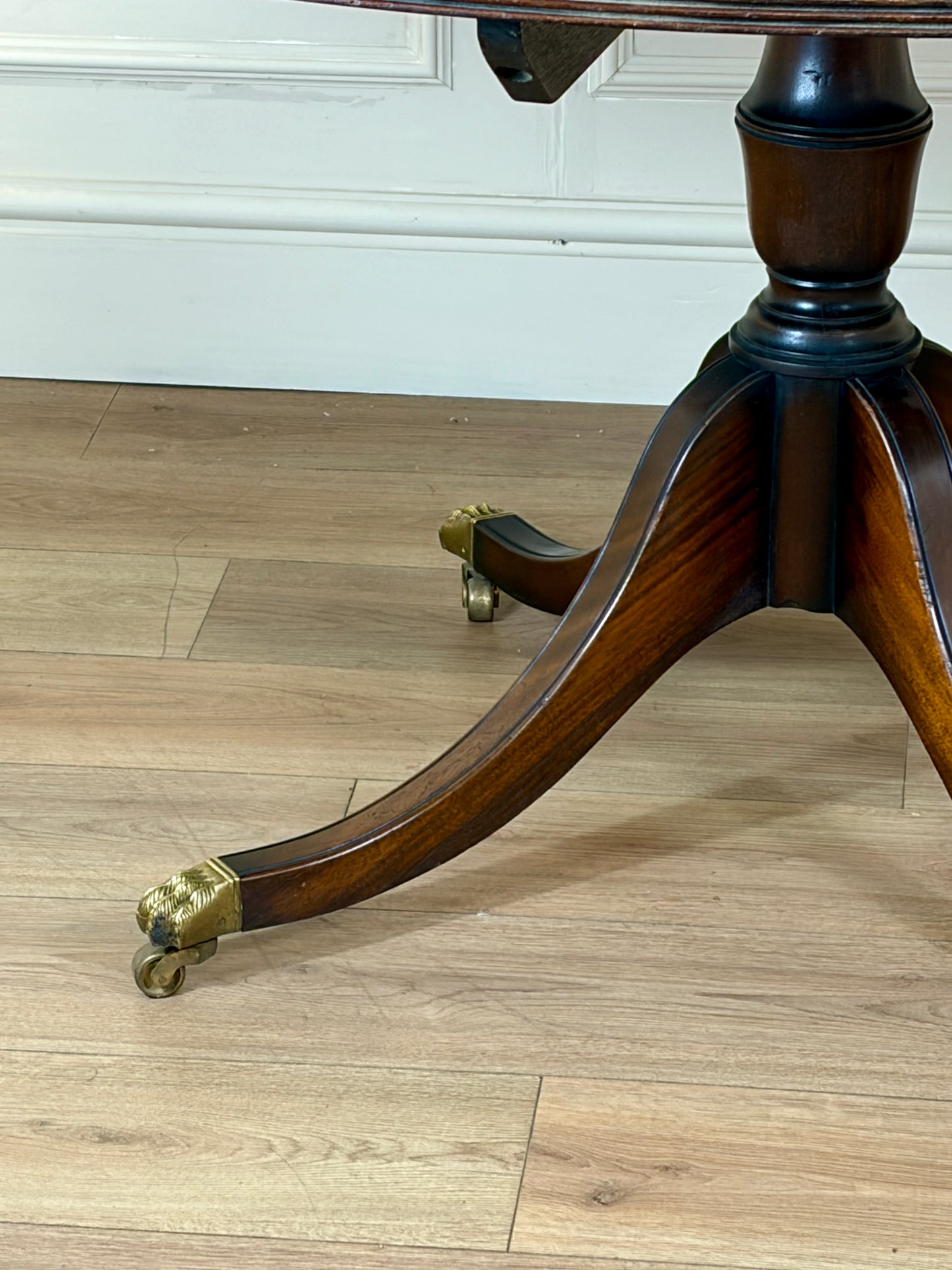 Mid Century Walnut Georgian Style Breakfast Table on Brass Casters